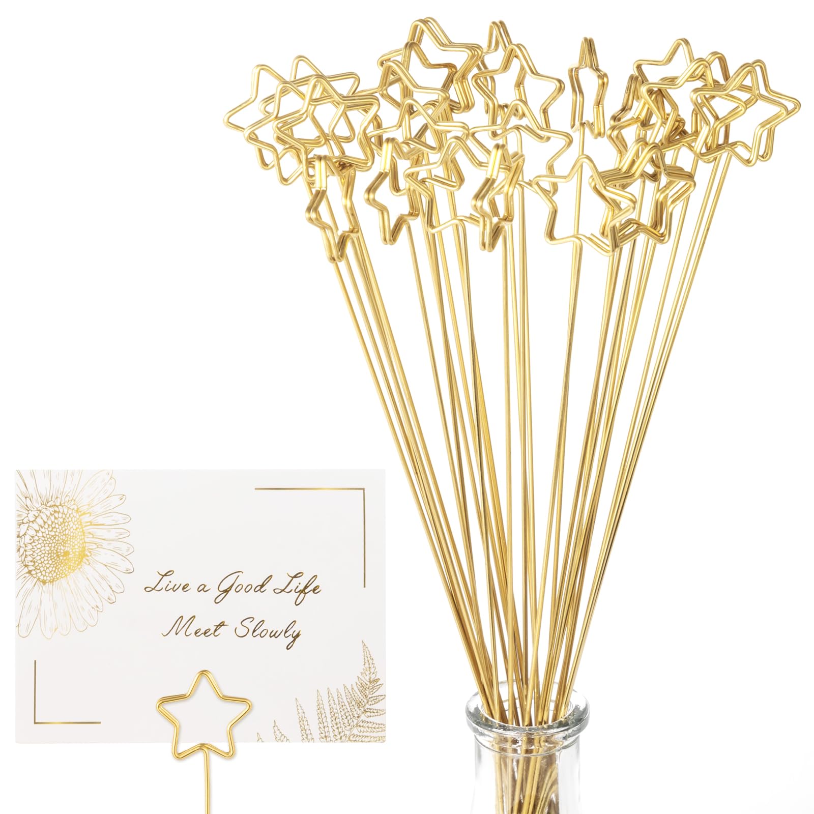 Avsty 30Pcs Floral Card Holder Picks-Wire Place Card Holder for Wedding