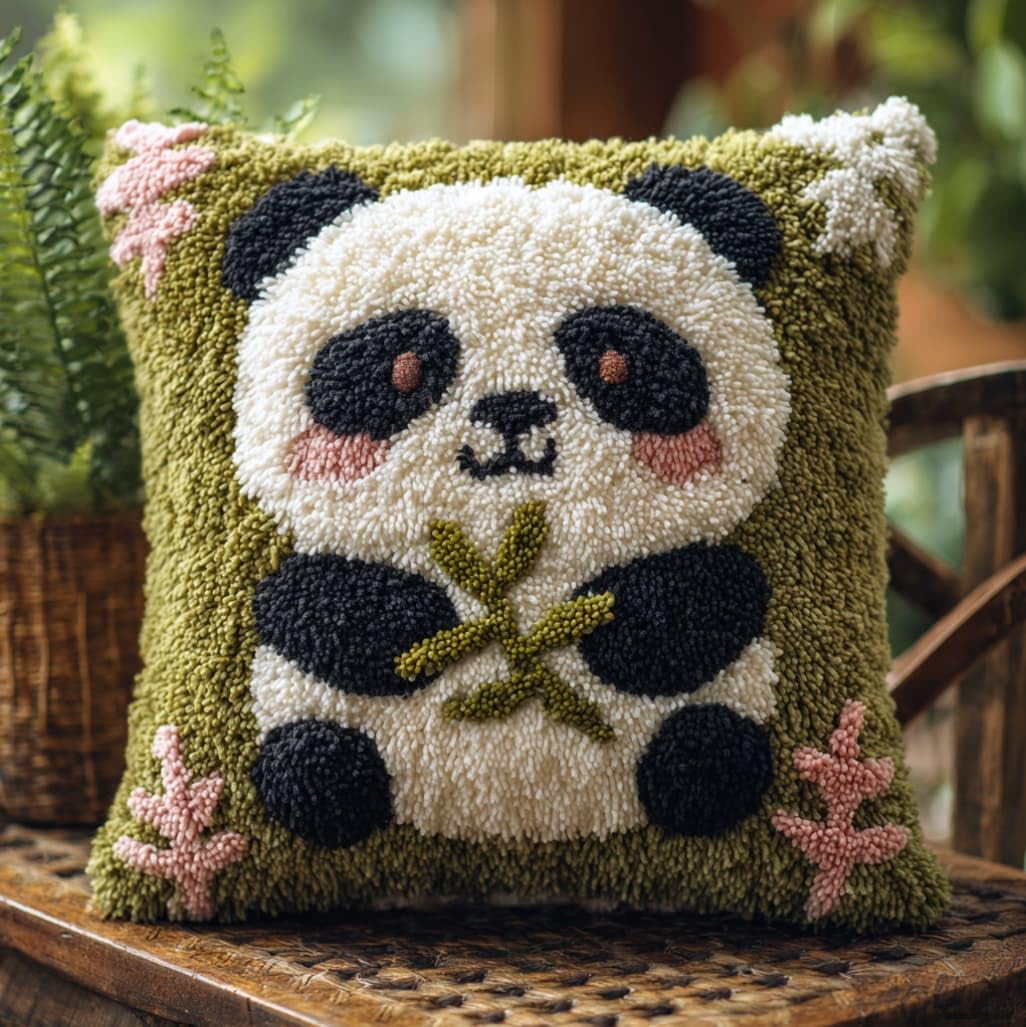AxiangziK DIY Latch Hook Pillow Kit,Cute Panda