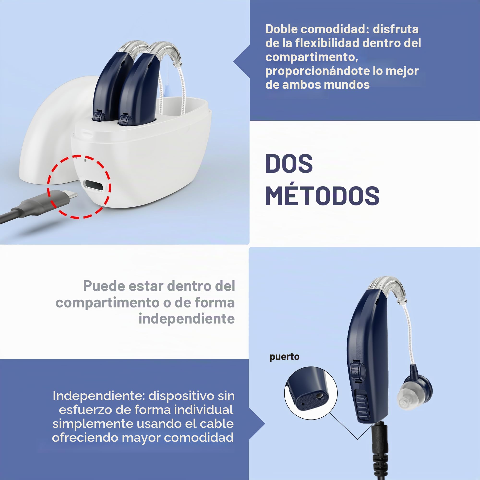 MEDca Par de 2 con batería que dura todo el día, azul