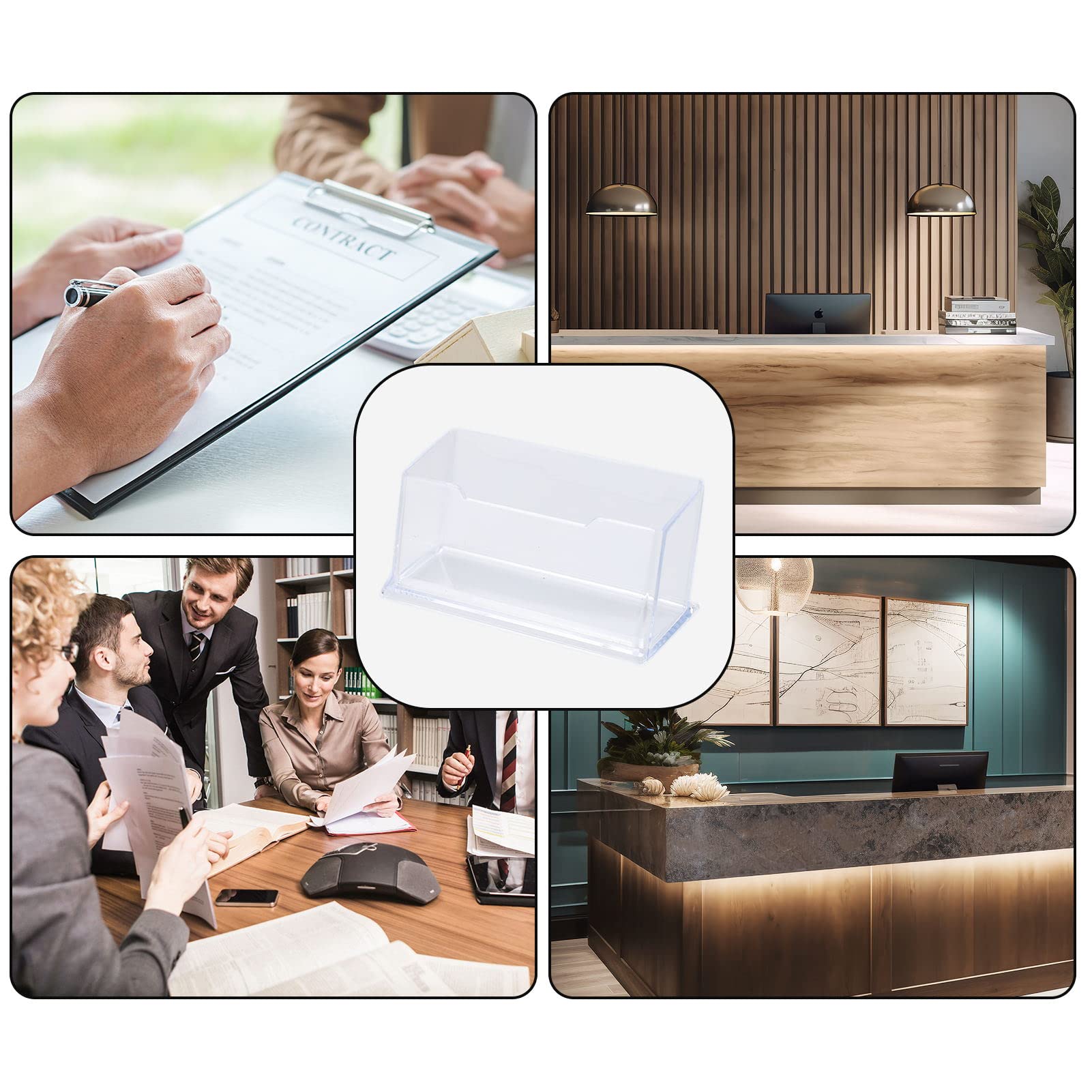 MAOQYE 10 Pack Business Card Holder,Transparent Acrylic Card Display Plastic Card Stand Acrylic Card Holders for Desk Tidy Office Accessories Business Card Holder - Image 4