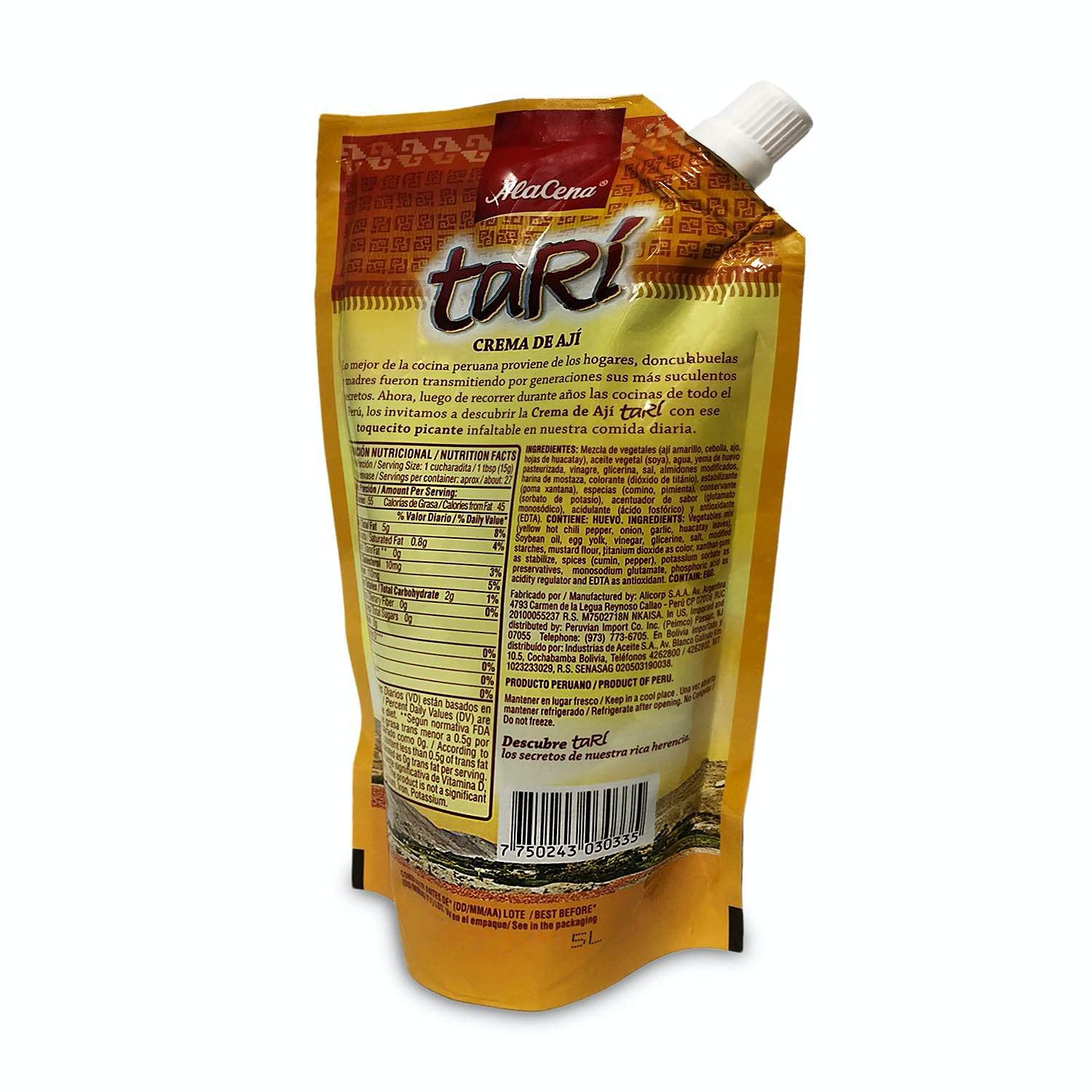 Crema de Aji Tari Peruano Nuevo Paquete 400 g (15 oz) | Peruvian Yellow Hot Chilli Hot Sauce New Package 3 Pack