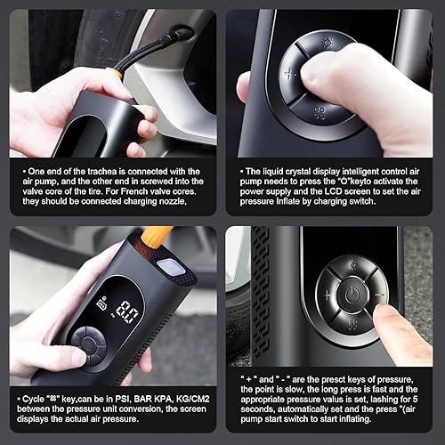 Miniatura 5 de DNA MOTORING TOOLS-00270 150 PSI Inflador de neumáticos de bomba de aire portátil inalámbrico para inflar neumáticos de automóviles, camiones y