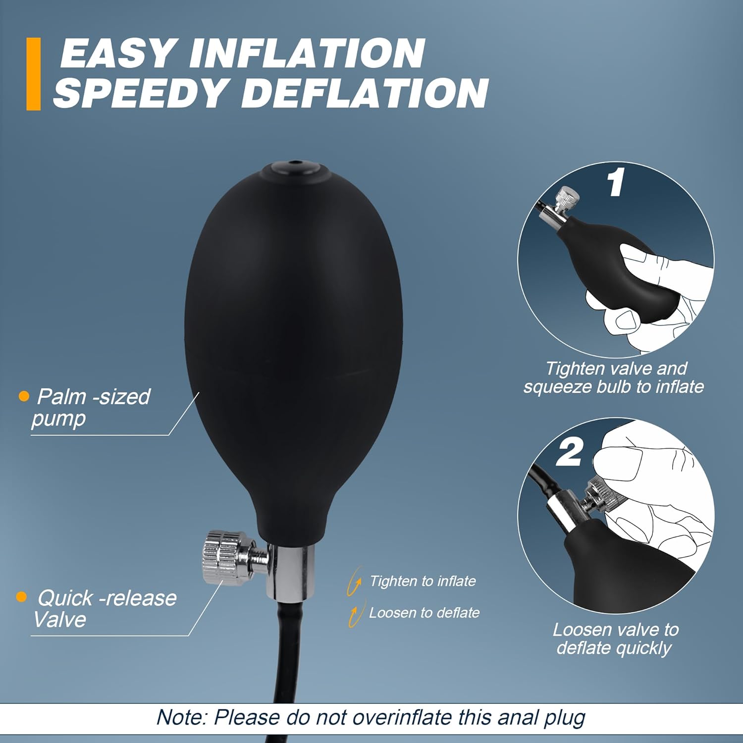 Inflatable Butt Plug Large Butt Plug - AMPLPUMP Magnetic Inflatable Dildo Wearable Huge Buttplug with Rolling Steel Ball, Anal Trainer Stretcher Silicone Expander, Adult Toys for Men Women