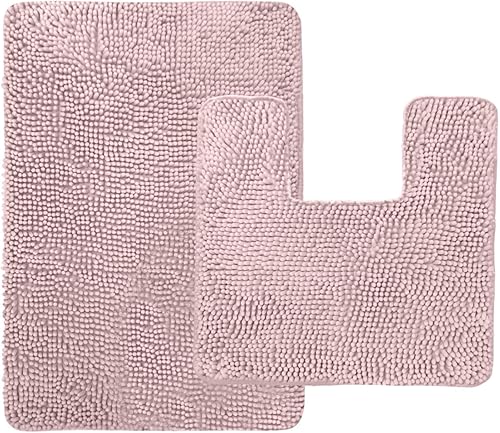 Gorilla Grip - Juego de tapetes peludos de chenilla contorneados de lujo para el área de baño, extra suaves, duraderos y absorbentes, se pueden