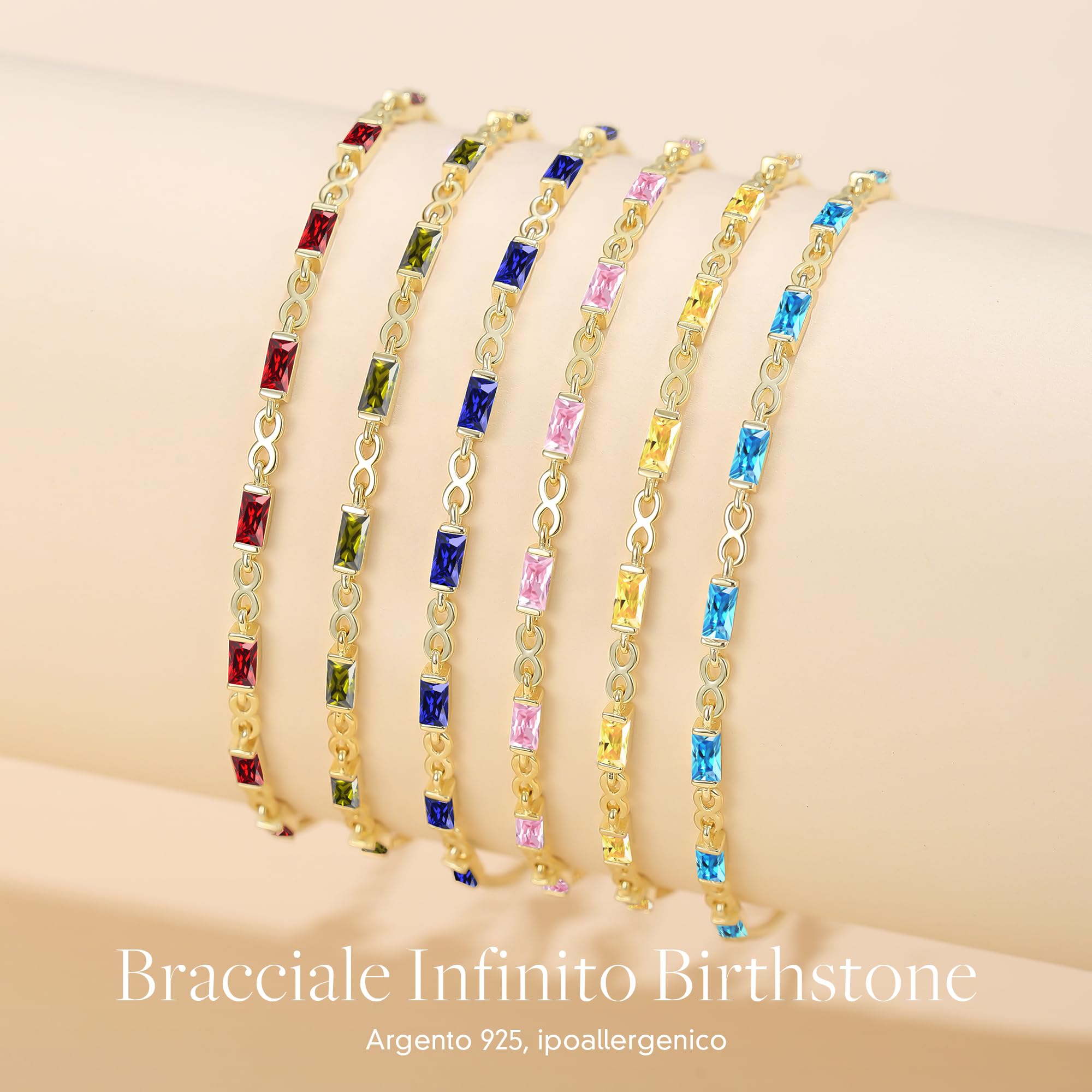 CDE 925 Bracciale pietra nascita per donne in argento Sterling Infinity simbolo Dainty braccialetto catena di fascino per donne compleanno gioielli laurea regalo per sua figlia mamma donna giugno,