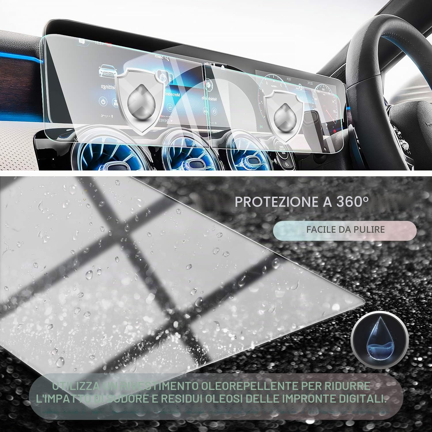 CDEFG Mercedes GLA H247 GLB 2020-2024 2025 Car Navigation Glass Pellicola protettiva 9H Scratch Resistant GPS Proteggi Schermo Trasparente Screen Protector GLA GLB Auto Accessori