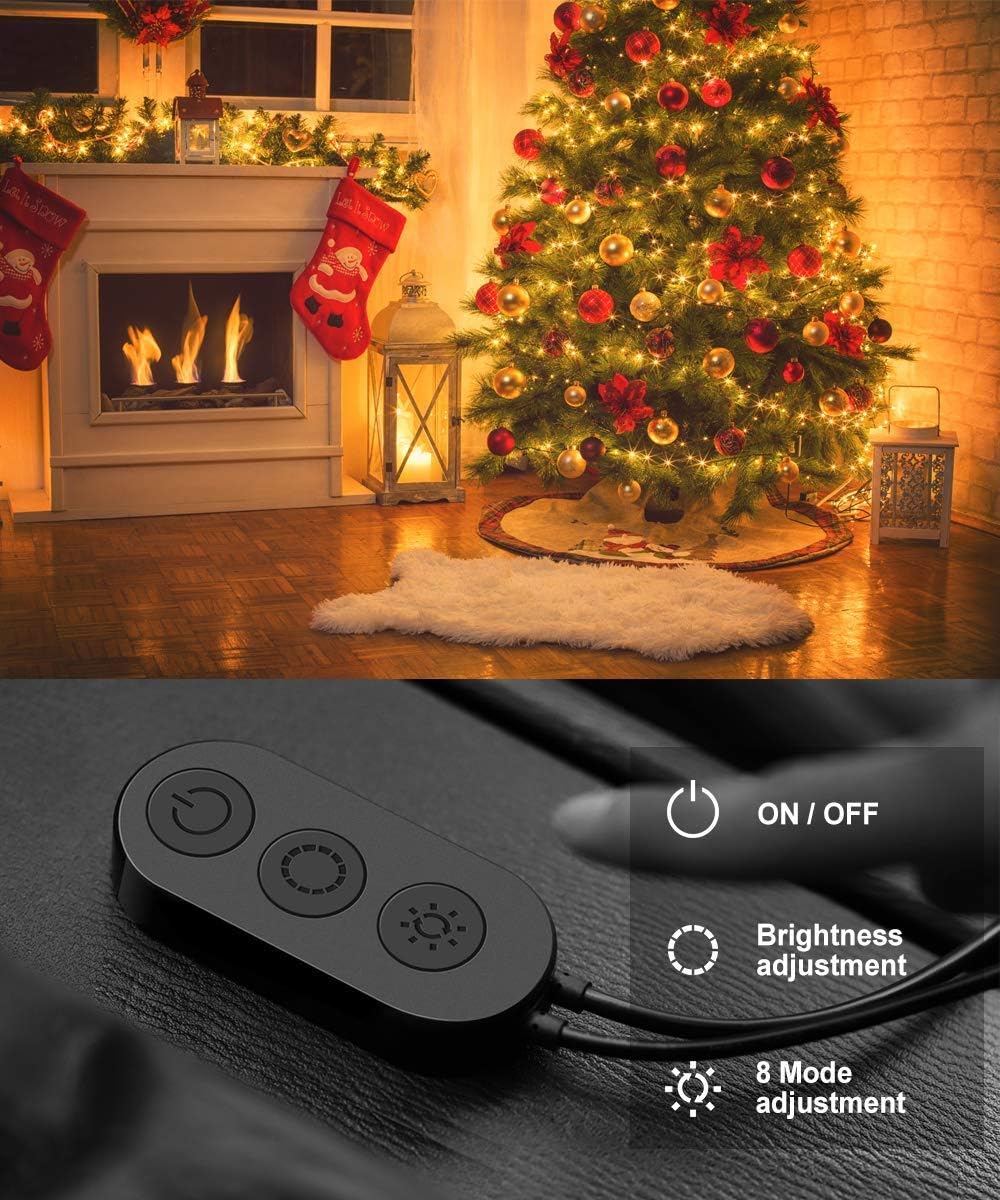 MINGER USB String Light, 33 Feet Fairy Lights Plug in, 100 LEDs 8 Scence Modes Waterproof with Bluetooth APP Fairy String Lights for Christmas Home Festivals Outdoor Warm White