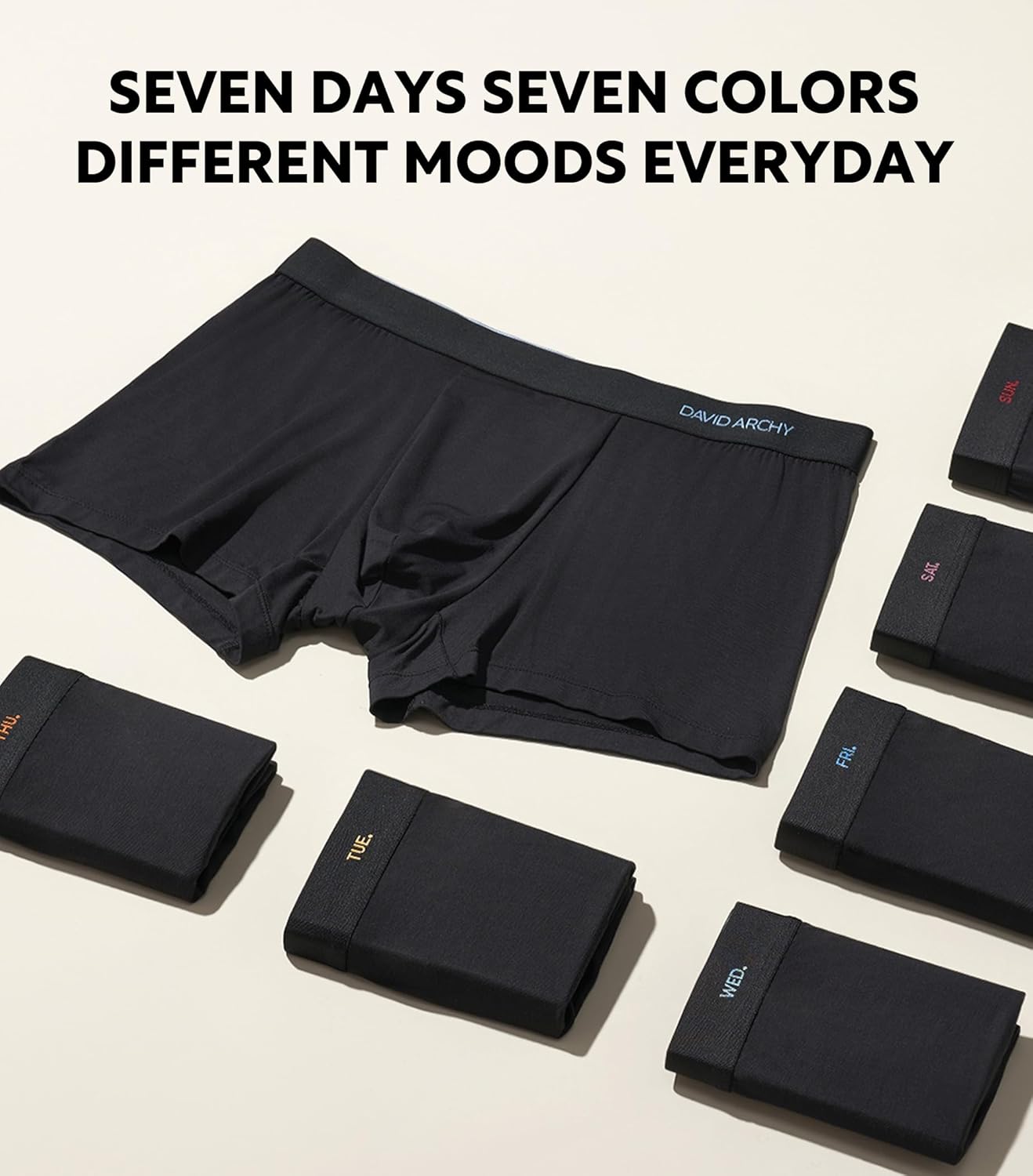 DAVID ARCHY Mens Trunks Underwear Bamboo Rayon 7-Pack, Breathable & Cool Boxer Briefs with Support Pouch - Image 5