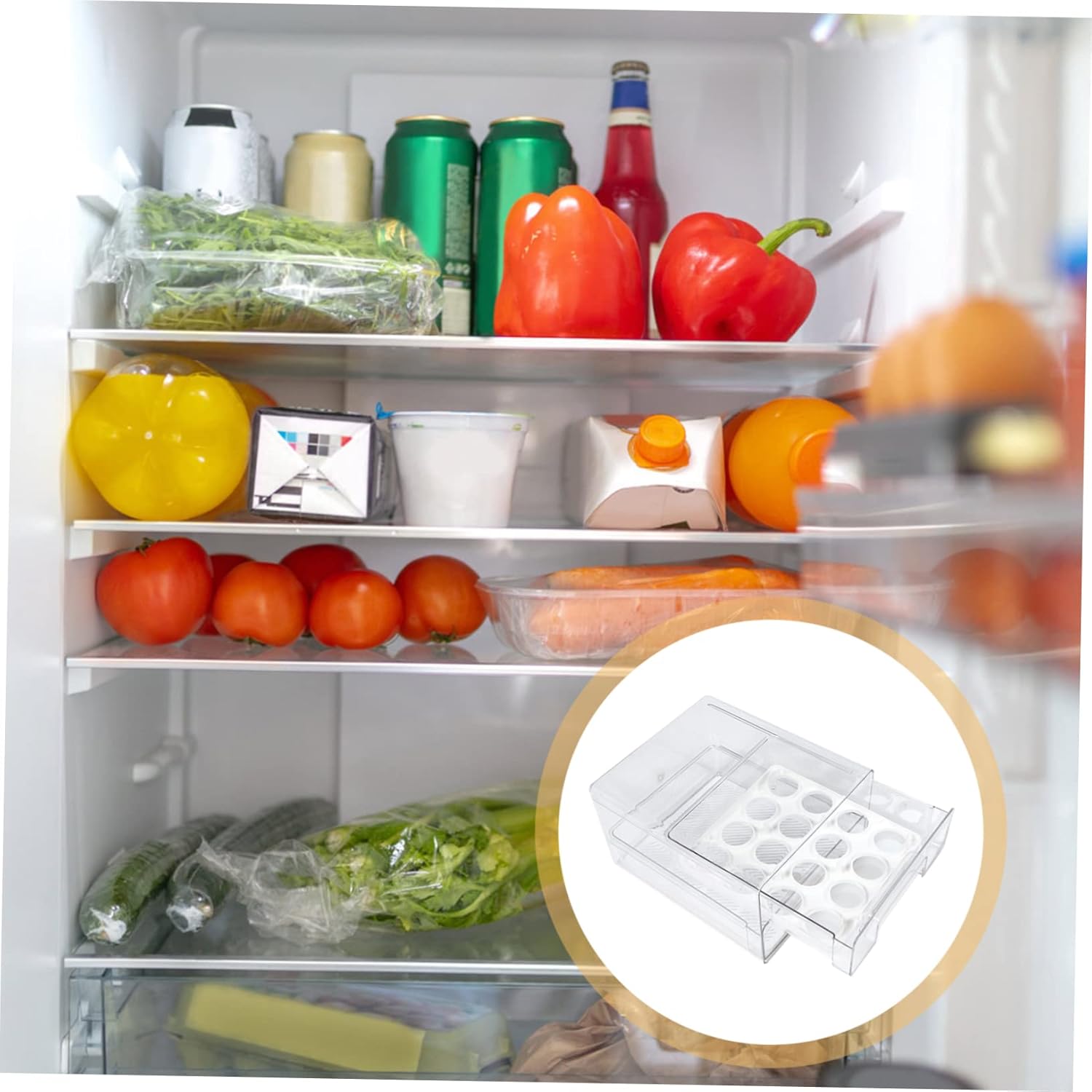 Double Egg Holder Box for Refrigerator Fridge Organizer Lid Removable Trays Eggs Capacity Food Storage Lid Organizer