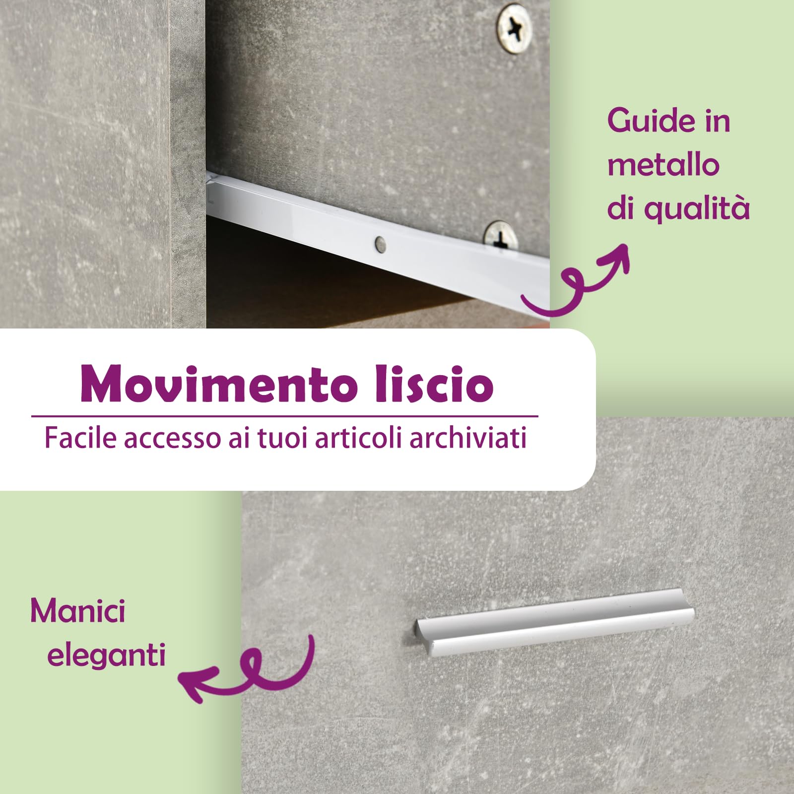 vidaXL Toeletta con LED Grigio Cemento 86,5x35x136 cm