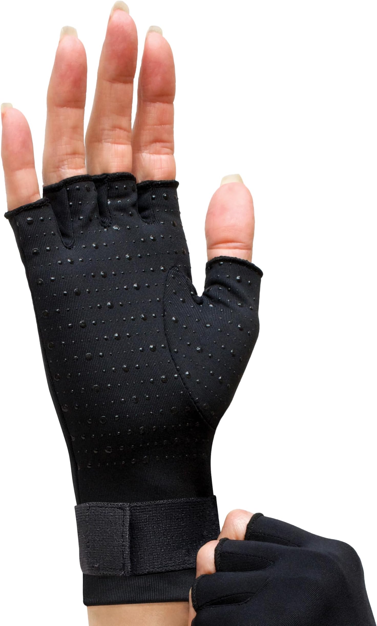 Tommie Copper Compression Gloves,Copper-Infused,Fabric Gloves, Adjustable Fit,Palms & Fingers Support for Women and Men