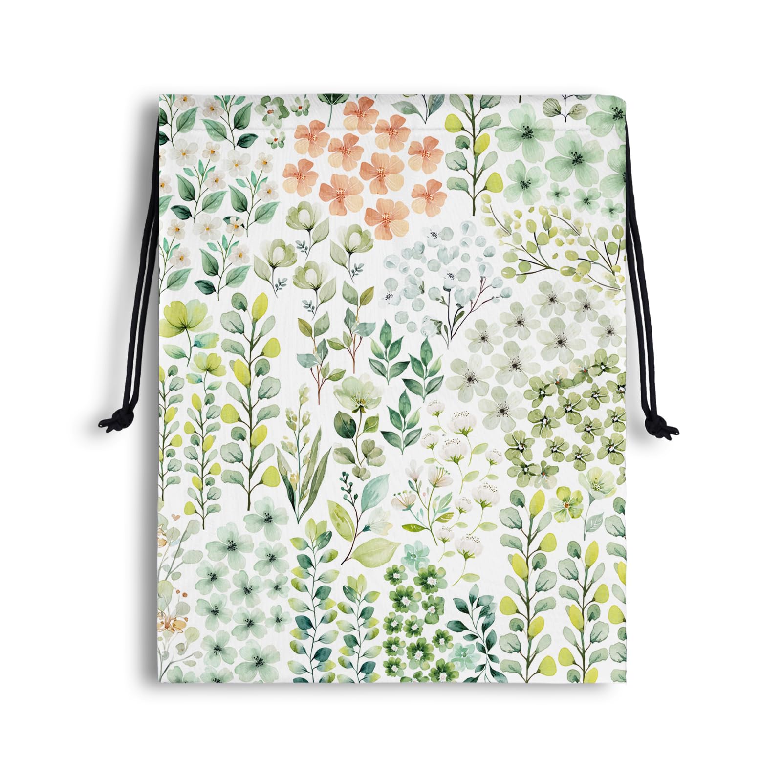 Drawstring Bag Green Leaves Flowers Waterproof Storage Bags for Travel Pool Cycling