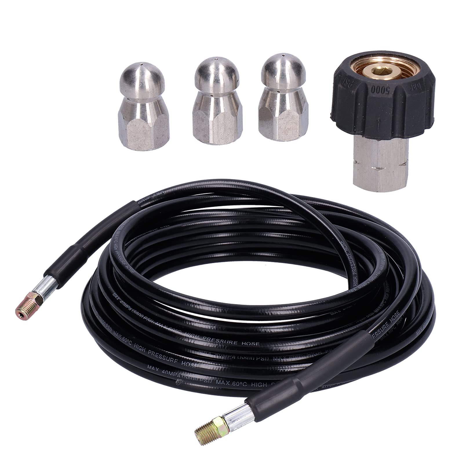 Tubo di Scarico 10m per Idropulitrice 4000PSI Kit Jetter per Fognatura
