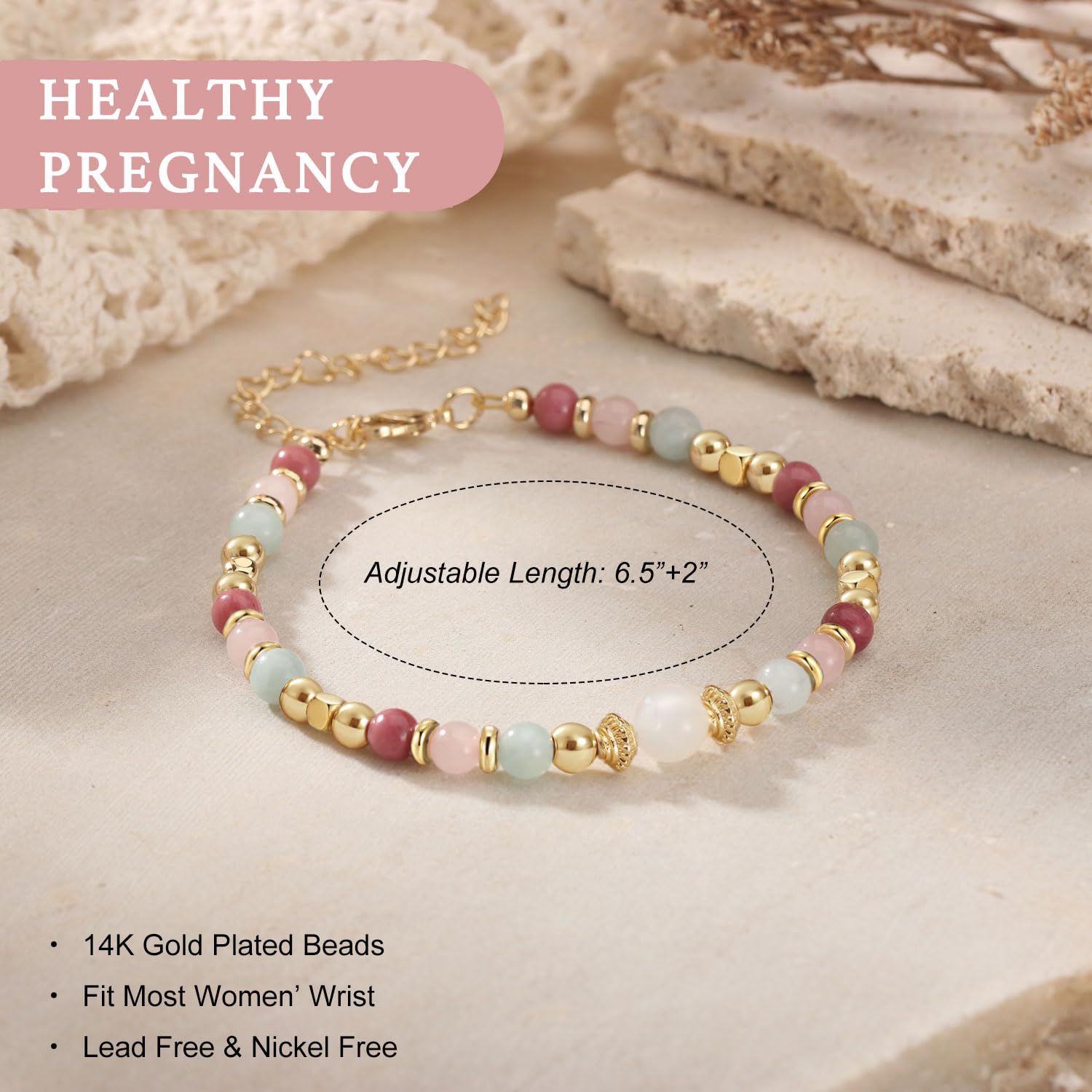 Healthy Pregnancy Bracelet for Mother New Mom, Pregnancy Gifts for Expecting Mom