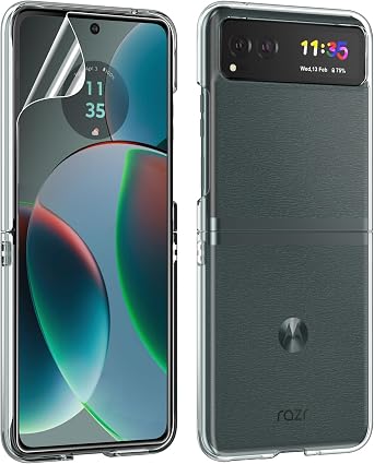 Feitenn for Moto Razr 2023 Case, Slim Hard PC Shockproof Case Cover Inner Flexible Screen Protector Film Gift for Moto Razr 2023 Clear
