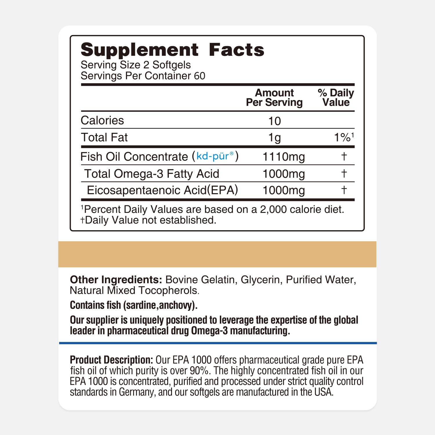 Omega 3 Fish Oil High EPA 1000mg Burpless Mini Softgels 120 Count — Amazon image 6