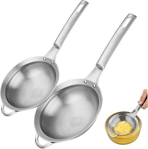 2pcs Stainless Steel Mesh Sieve Set, Fine Flour Sifter for Baking, Cooking, Tea, Mini Strainers Colander for Quinoa, Liquids, 304 Stainless Steel,