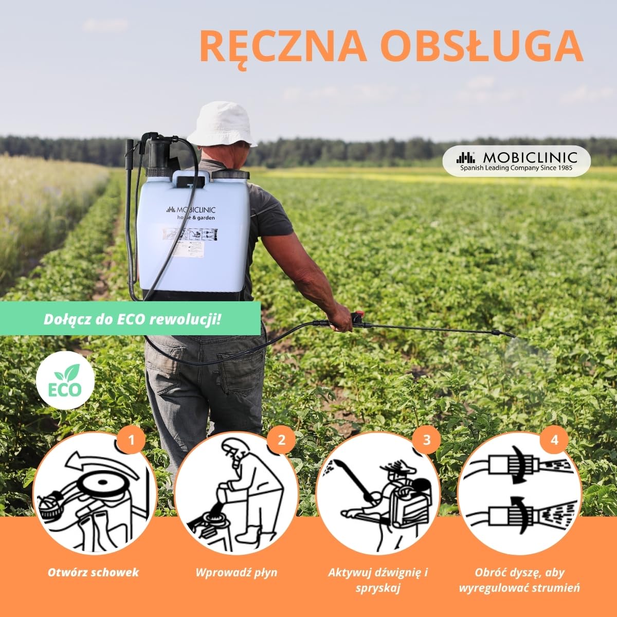 Mobiclinic®, Plecak opryskiwacz, 16 L, Ogrodnictwo, Ciśnienie Pompy, 4 Regulowane Dysze, Lekki 2 kg, Opryskiwacz, Nawadnianie, Zwalczanie Szkodników, Pielęgnacja Roślin, Fumibug