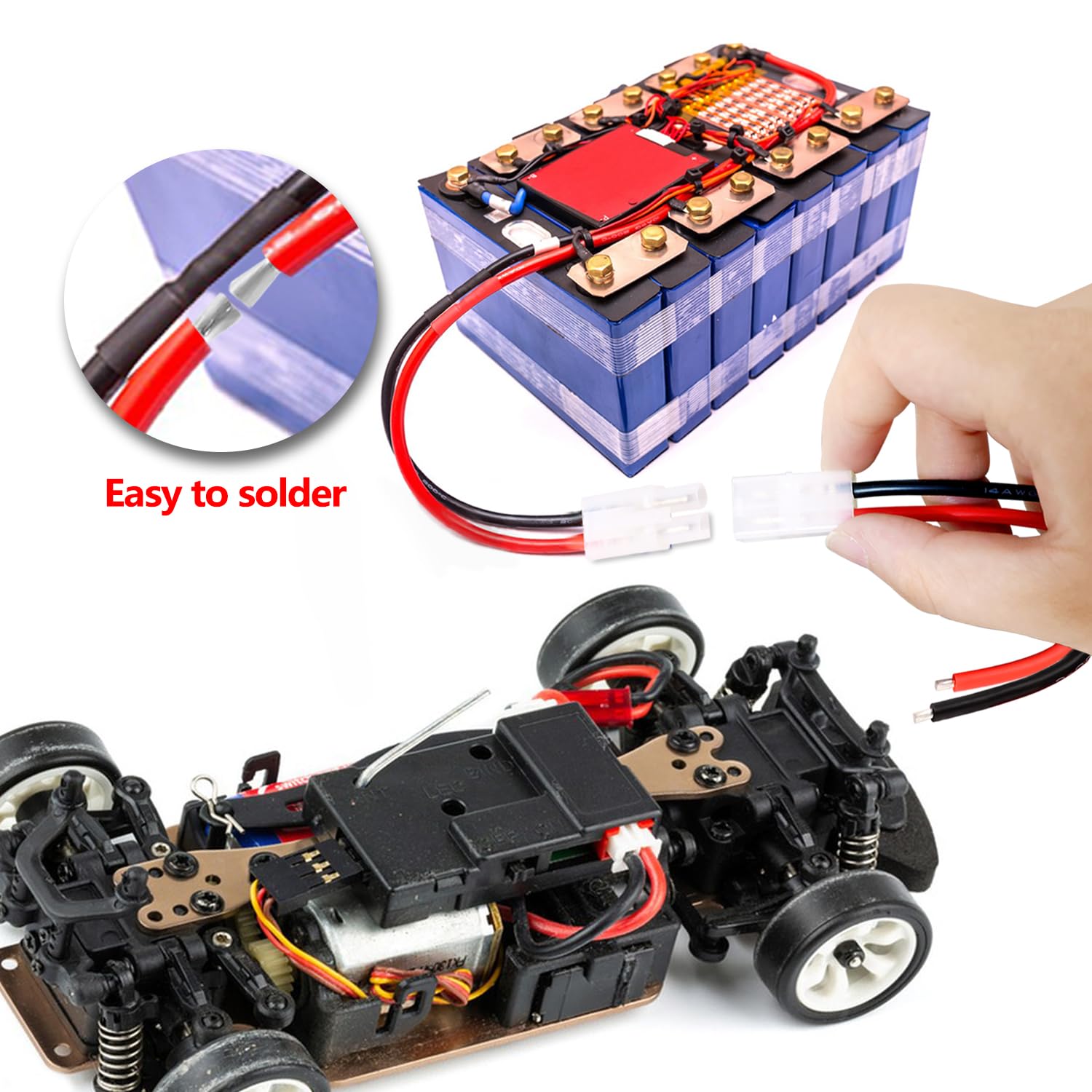 YIXISI 2 Paires D’Adaptateurs Tamiya Mâle/Femelle Avec Câble Silicone 14AWG – 10 Cm