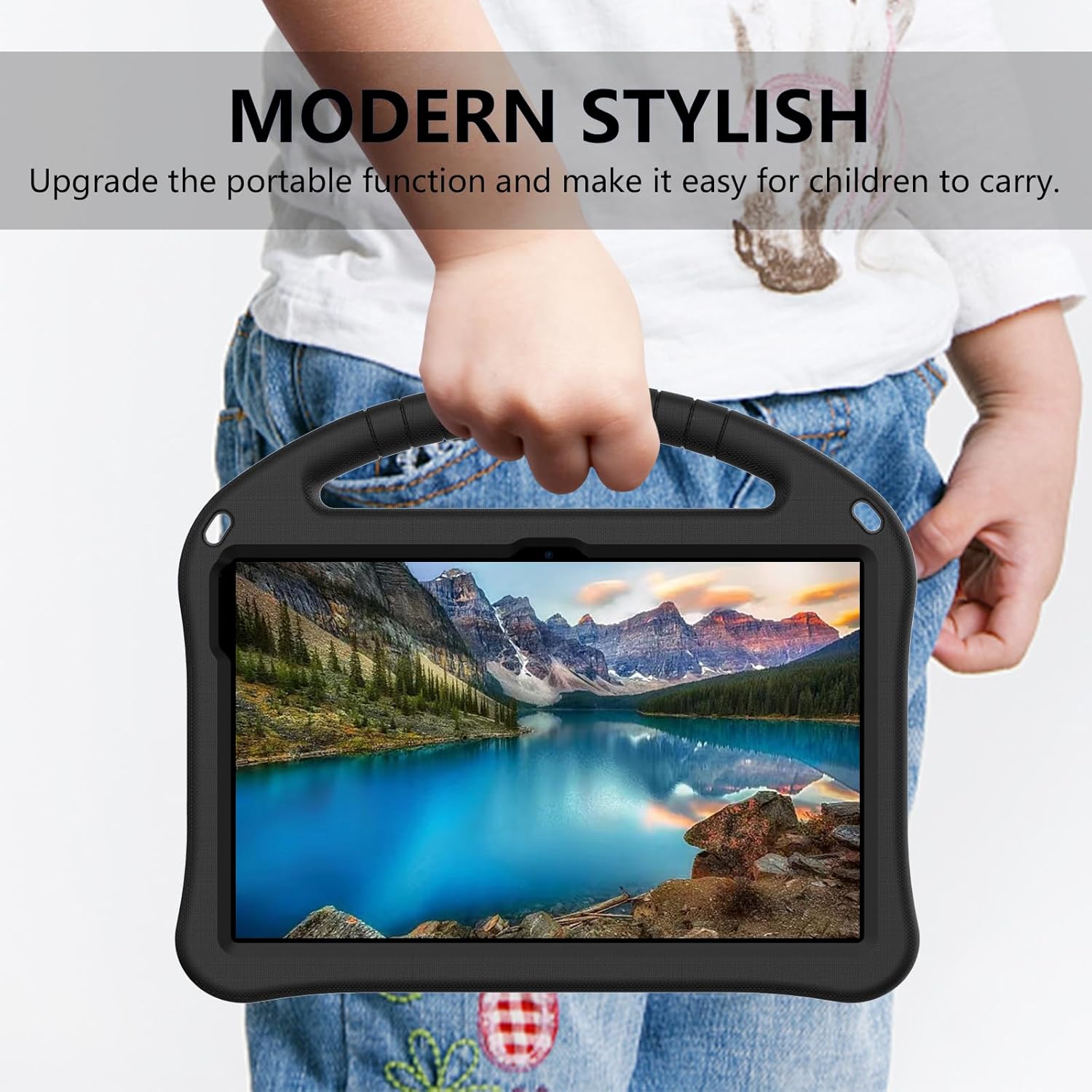 YRH for Urao C107 10.1 inch Tablet Case 2024, Kids EVA Shockproof Cover with Handle Kickstand for Urao Android Tablet 10.1'' (Black)