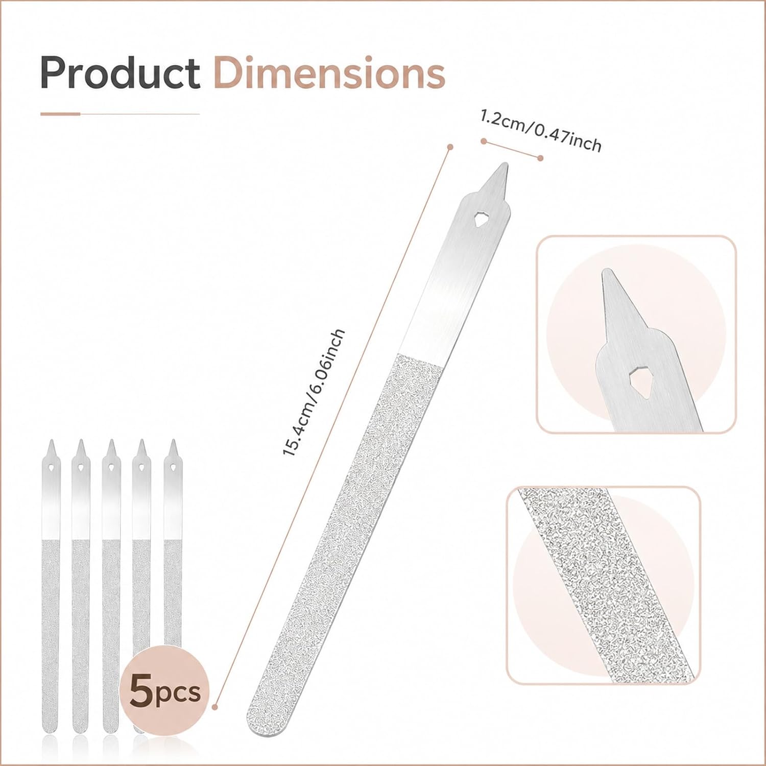 5 Pcs Nail Files for Natural Nails