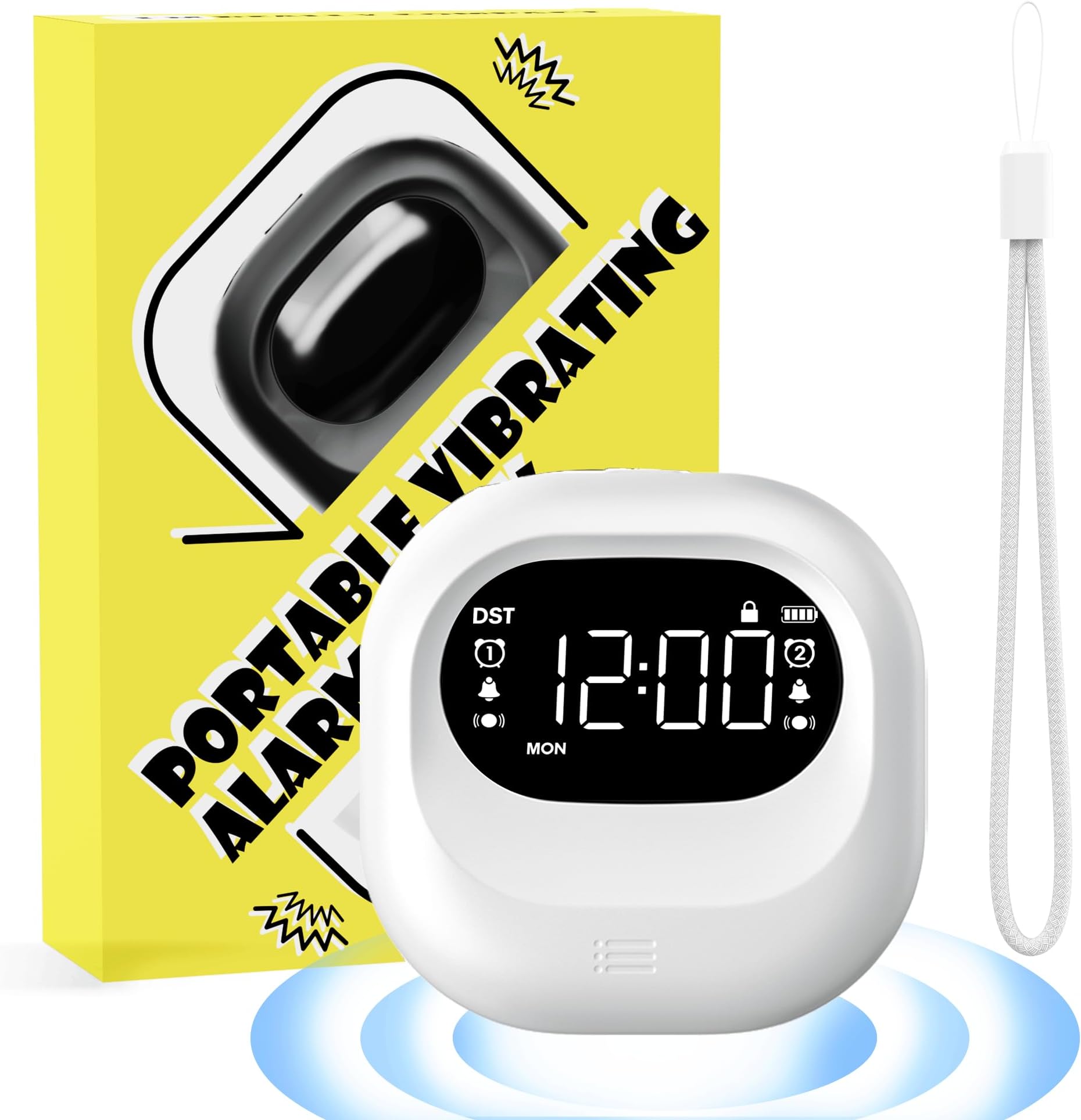 Roxicosly Vibrating Alarm Clock, Digital Loud Alarm Clock for Deep Sleepers, Small Travel Alarm Clock with 3 Vibration Alarms, 2 Alarm Times, Snooze, DST, USB-C Input, Weekday/Weekend for Hard of