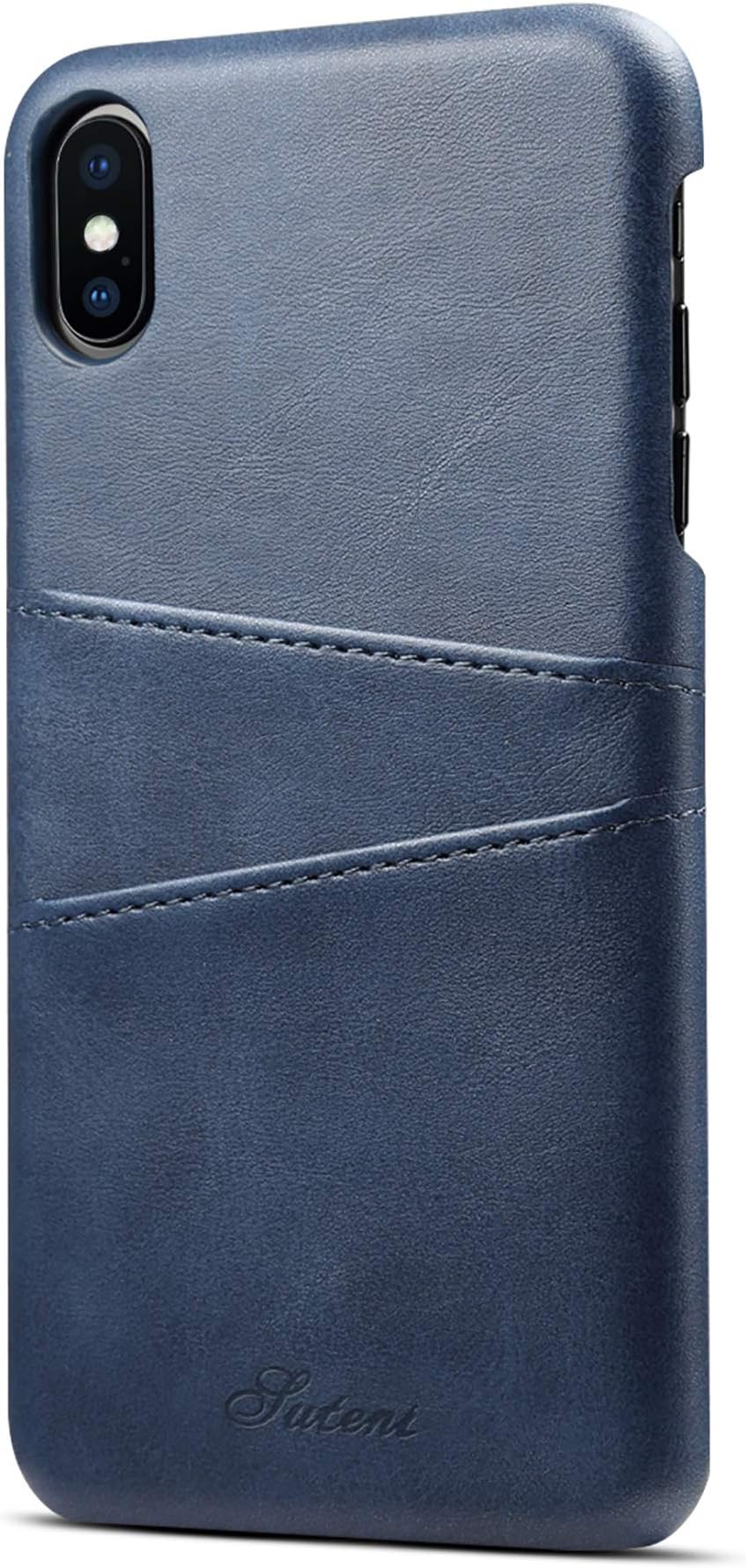 XRPow iPhone Xs Max Wallet Phone Case, Slim Leather Wallet Case Back Cover with Credit Card Holder Blue