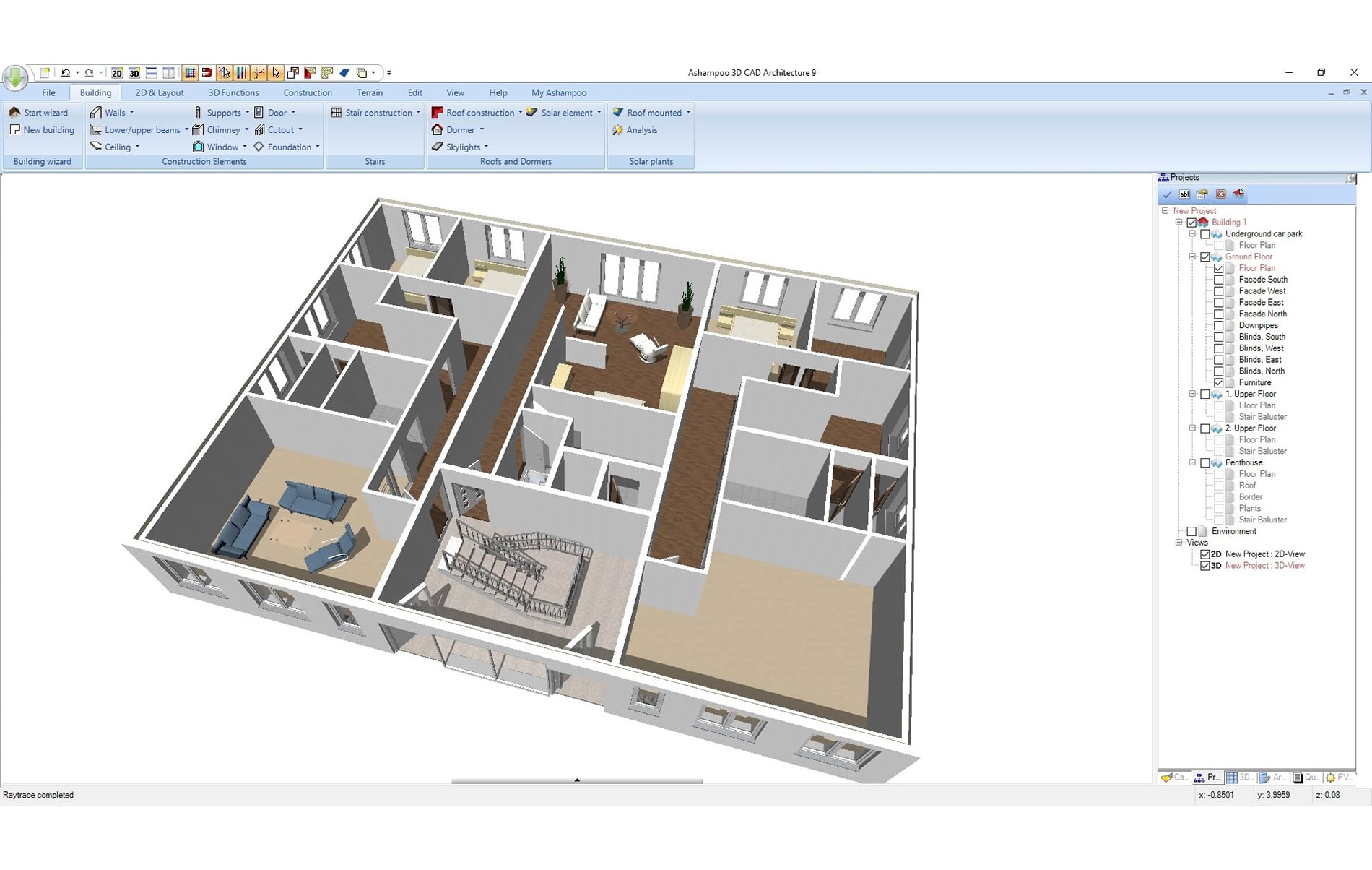 3­D CAD Architecture 12⁠ - design Software for house, garden, balcony, photovoltaic, walls - 2D 3D objects for Win 11, 10