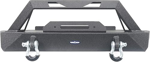 Miniatura 3 de u-Box Wrangler CJ7 Parachoques delantero rechoncho con placa de cabrestante y anillos en D compatible con Jeep Wrangler CJ7 1976-1986