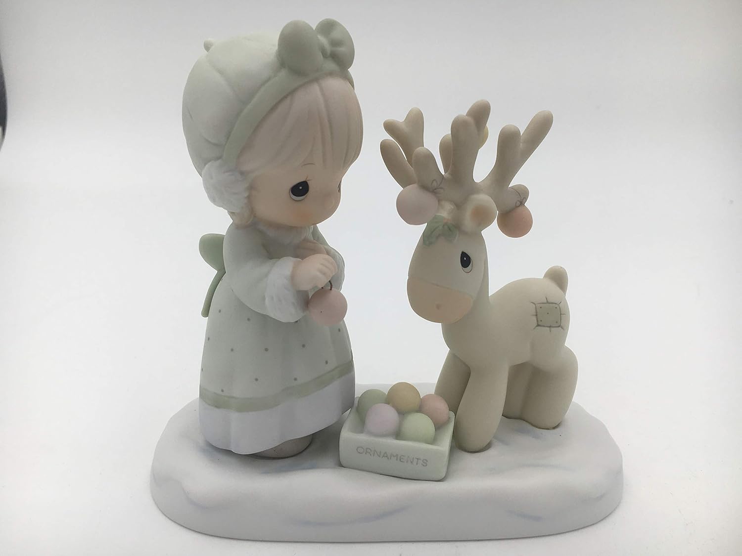 Merry Christmas Deer, 522317, a Precious Moments Porcelain Figurine, 1989, Enesco Corporation