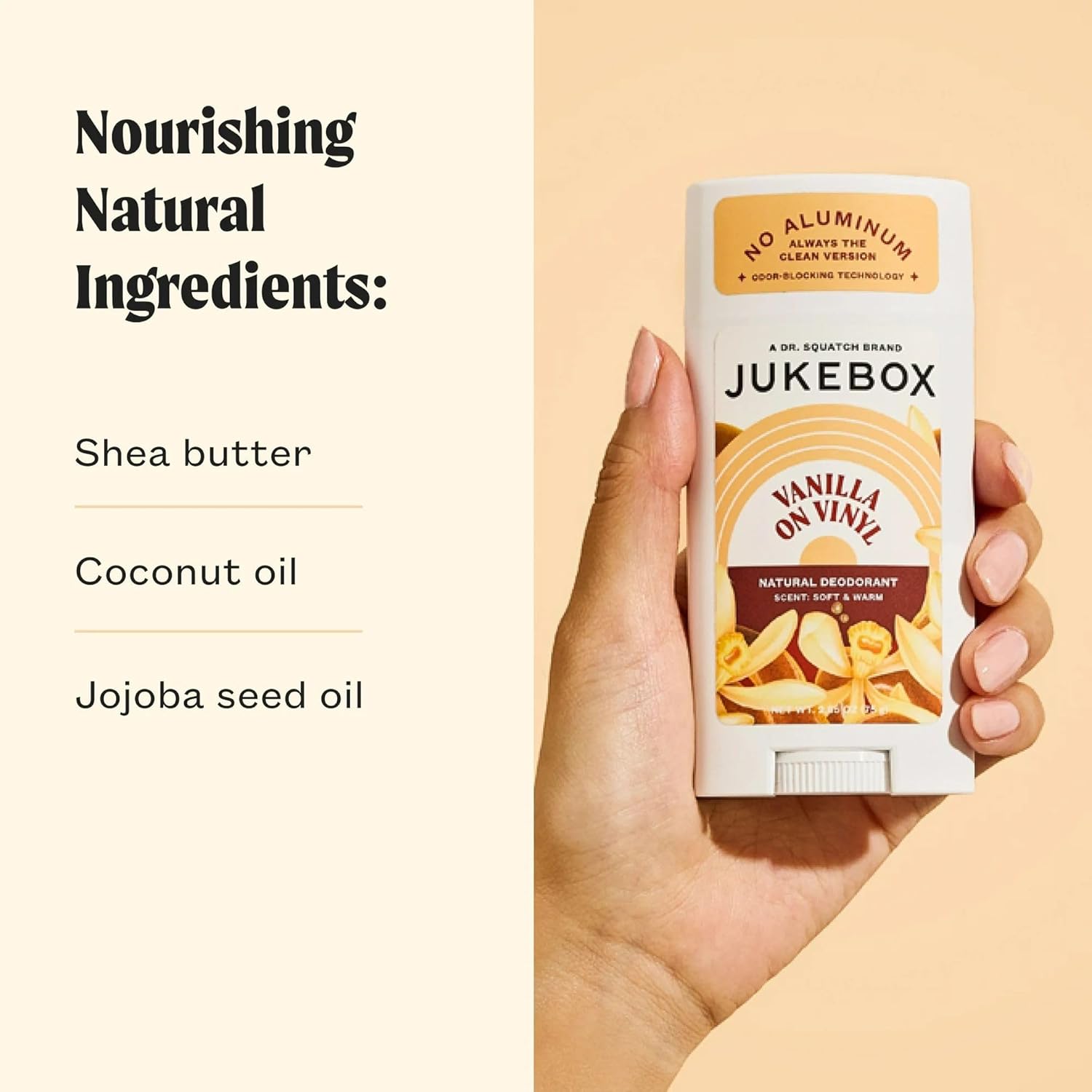 JUKEBOX Natural Deodorant for Women–Vanilla on Vinyl-Aluminum-Free, No Baking Soda, No Harsh Chemicals, Odor Blocking Technology, Vanilla Bean, Ylang Ylang, Amber-a Dr. Squatch Brand-2.65oz, 3 Pack