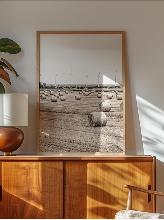 Postifull Rustic Çerçevesiz Poster, İskandinav Beyaz Tablo, No:315 Tarlalar Ve Rüzgar Türbinleri Fotoğraf, Dik;70 X 100 Renkli - 19