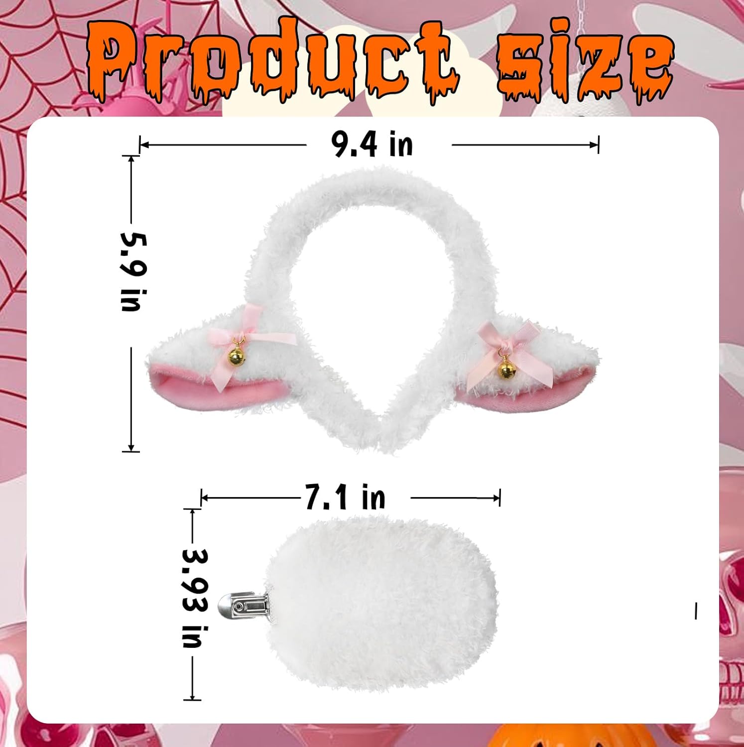 Lamb Sheep Ears Headband and Tail - Sheep Costume Accessories Women Adult, Halloween Party, Cosplay & Dress-Up Knit - Image 2