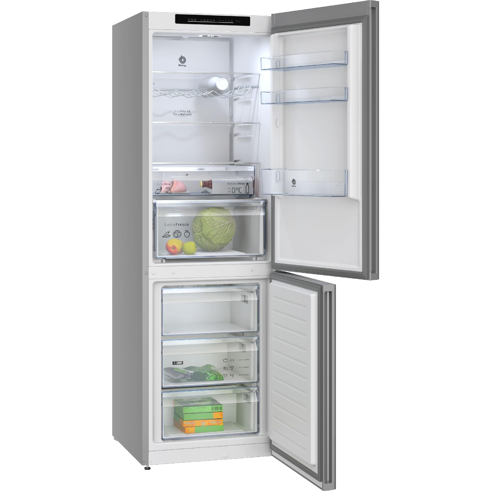 Balay, Frigorífico combinado, Serie Cristal, NoFrost, blanco, 3KFD655BI | Frutas y verduras frescas en el cajón ExtraFresh; carnes y pescados, en el ExtraCold.