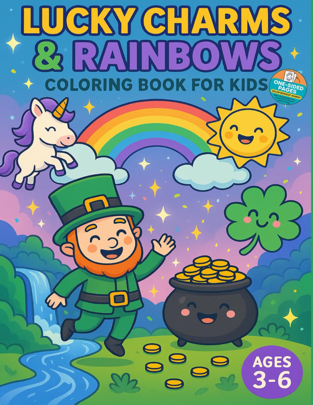 Lucky Charms & Rainbows - single-sided pages: Lucky Charms & Rainbows - A Fun & Educational Coloring Adventure for Kids - single-sided pages to prevent bleed-through and make tearing out artwork easy