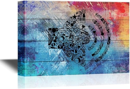 Miniatura 8 de wall26 - Arte de pared en lienzo musical - Cinta de audiocasete vintage - Arte moderno para el hogar con envoltura de galería  Listo para colgar -