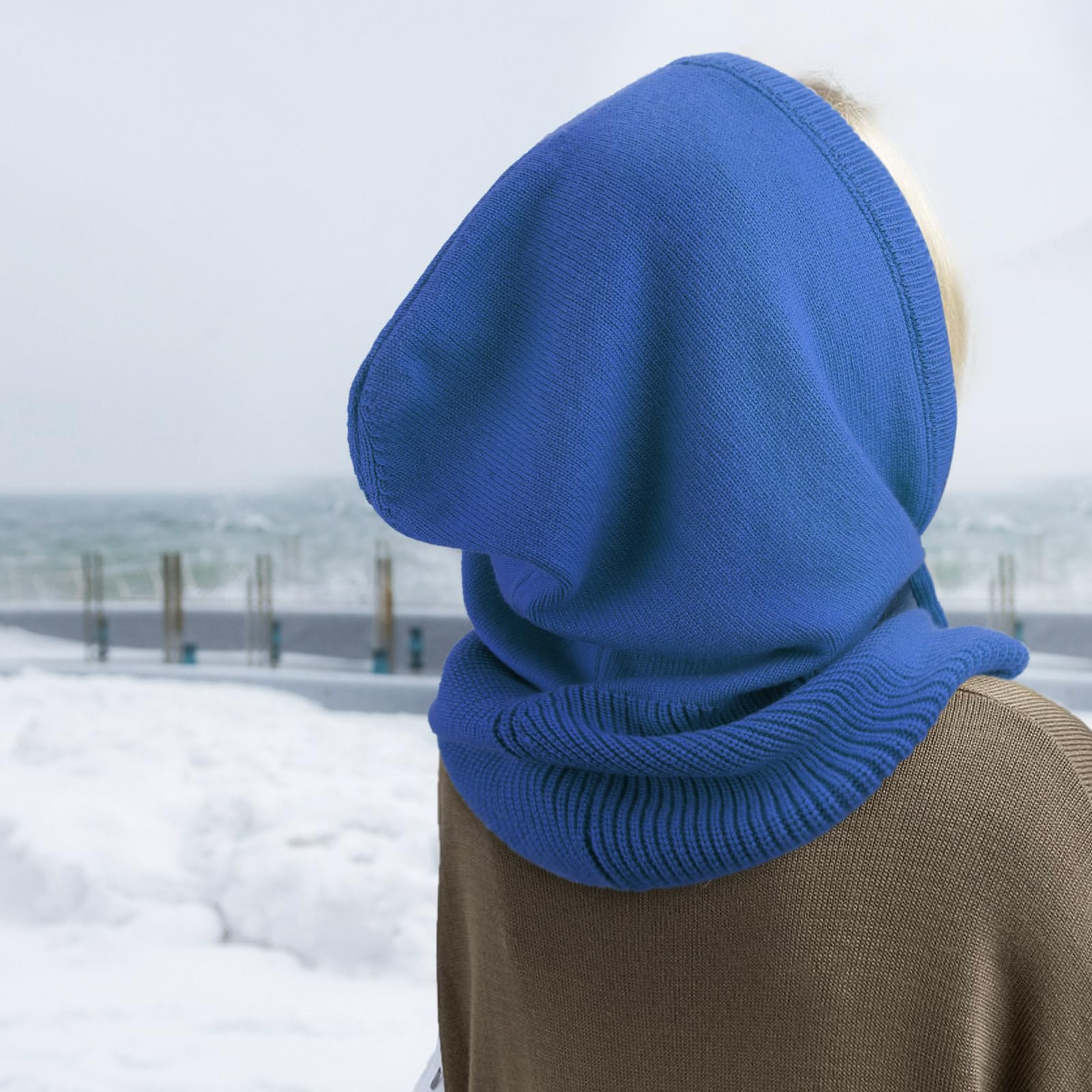 DRESHOW Cappelli Invernali per le Donna Balaclava Knit Beanie Skull Cap con Coulisse Caldo Cappuccio Sciarpa Cappello
