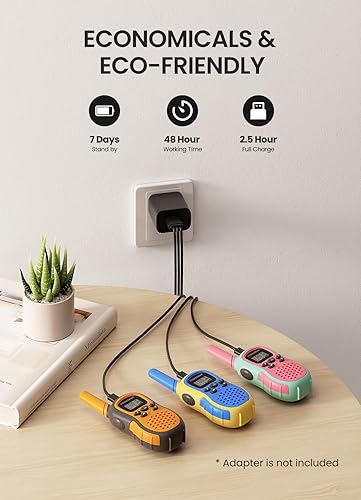 Miniatura 2 de FOREDOM Walkie Talkies recargables para niños, Walkie Talkies de largo alcance para niños y niñas de 3 a 12 años, juguetes de cumpleaños con