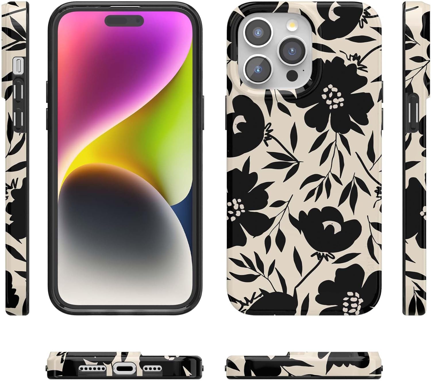 Casely iPhone 13 Pro Case | Dark Fantasy | Contrast Floral | Compatible with MagSafe | Classic Ultra Slim Design