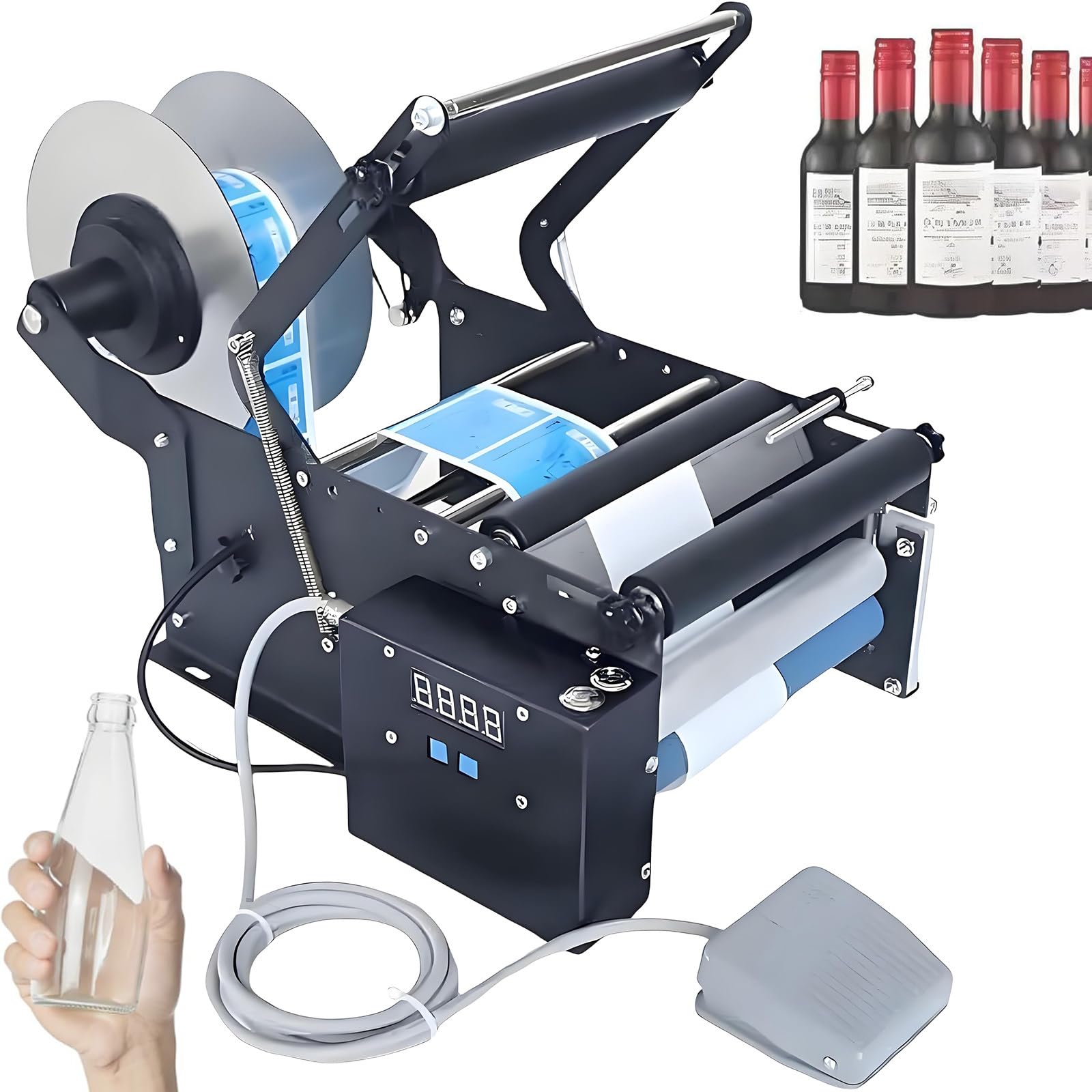 Macchina automatica dell'applicatore dell'etichetta dei semi, etichettatura della bottiglia rotonda per le bottiglie di plastica di vetro del metallo, larghezza di 15-130mm