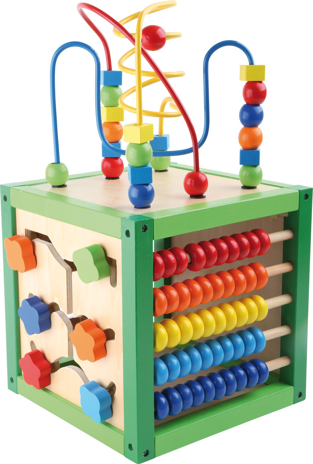 5886 Dado motricità “Primavera” small foot in legno, giocattolo per bambini con quattro superfici di gioco e percorsi motricità, da 1 anno