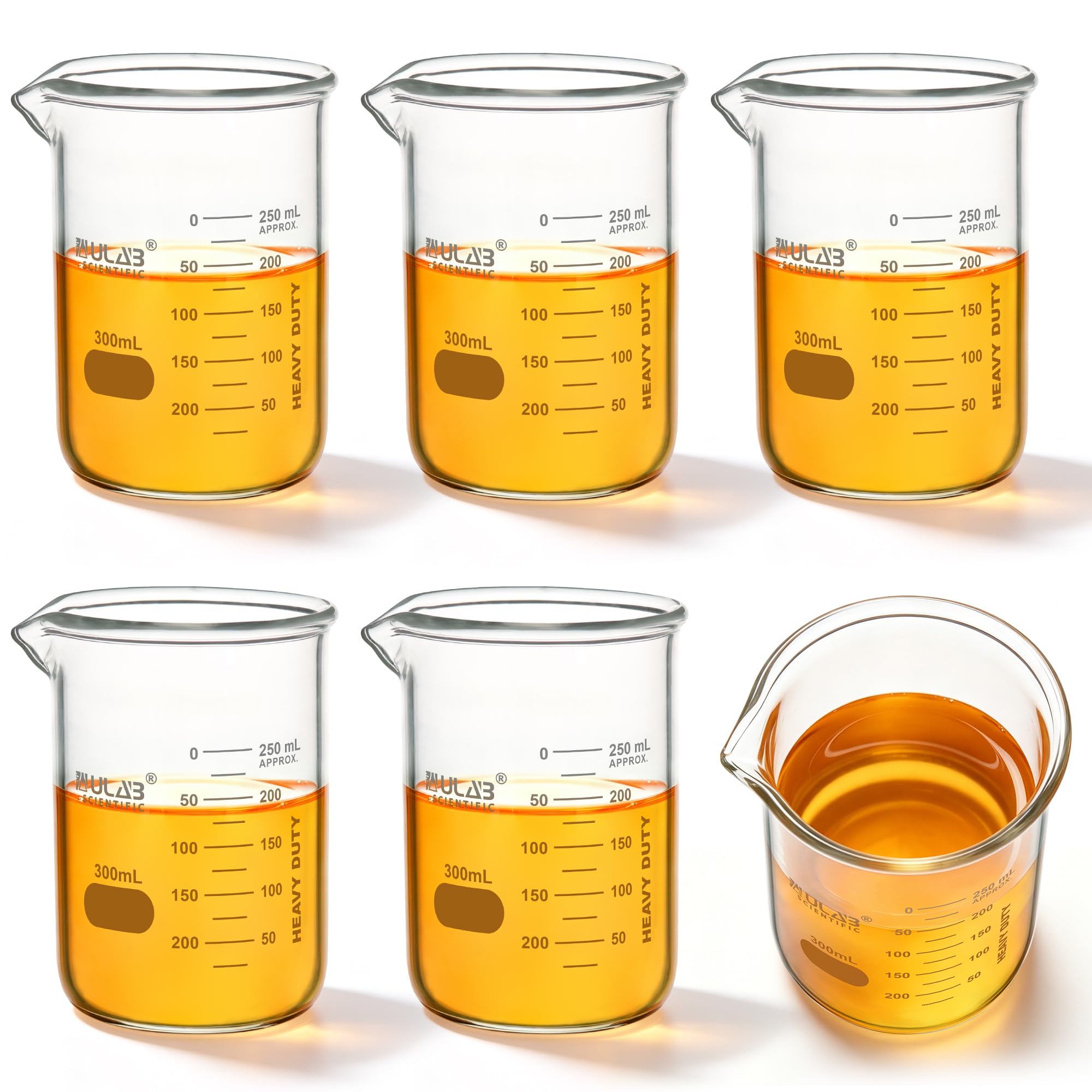 ULAB Scientific Glass Beaker Set, Vol. 200ml, 3.3 Borosilicate Griffin Low Form with Printed Graduation, Pack of 6, UBG1022 — Amazon image 12