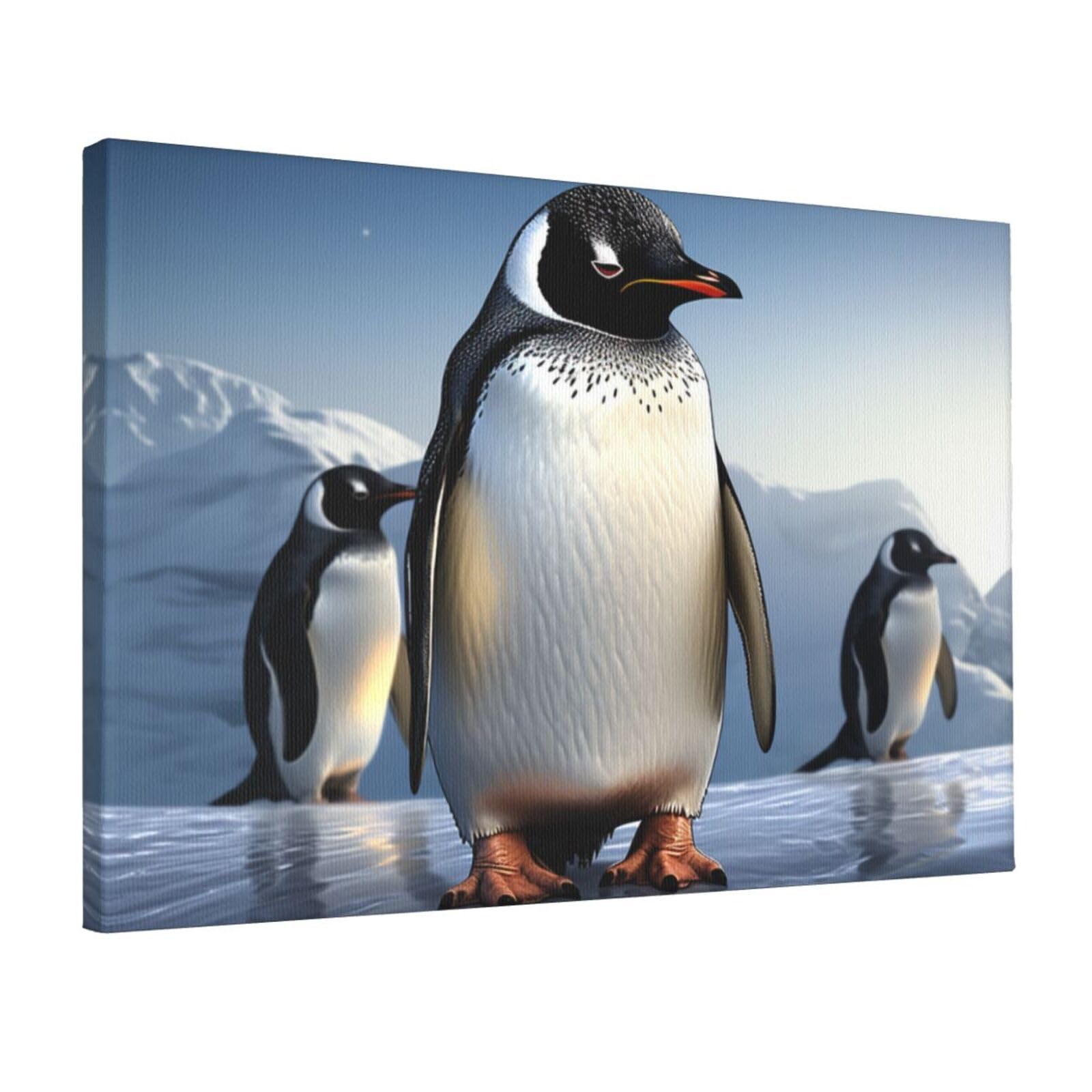 Canvas Wall Art for Living Room Wall Decor 12"x18" Modern Artwork Painting Pictures Hanging Canvas Prints Penguin Aesthetic Wall Art for Bedroom Bathroom Office Wallart Decor