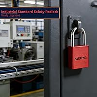 Vista 2 de SEPOX® Ultra-Durable Anti-Rust Outdoor Padlock - Red Aluminum 38mm 1-1/2" with Long Shackle & 3 Big Keys Ideal for Gate, Storage, Locker, Fence &