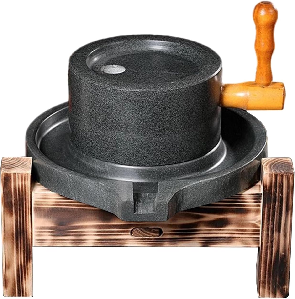 Classic Hand Grain Mill - Lar Bluestone Stone Mill for Dry/Wet Grains, Beans, Rice, Barley, Corn, Seeds & SES with Wooden e - Perfect for Home Cooking
