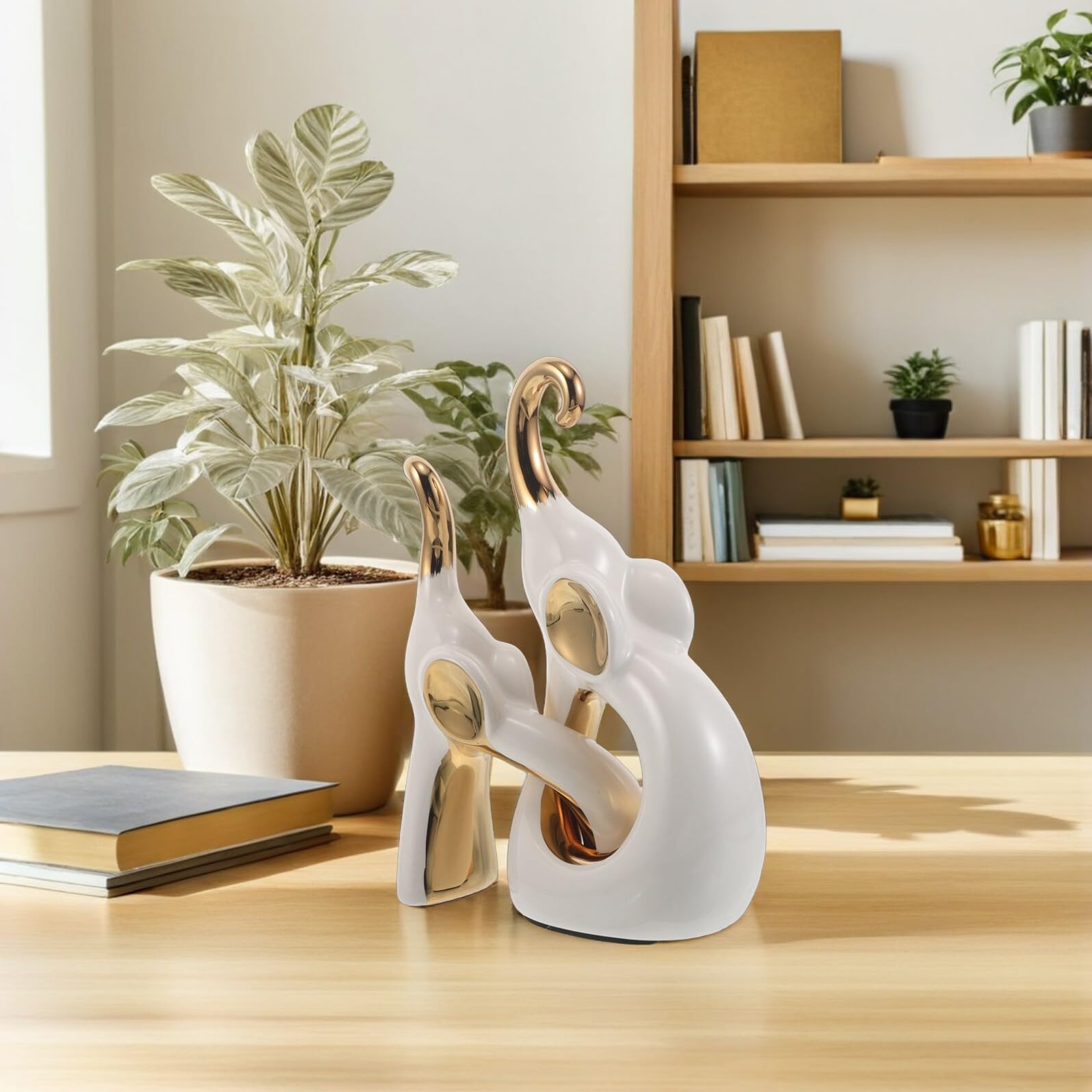 Ceramiczna Para Słoni Dekoracyjnych Minimalistyczne Figurki Ceramiczne Stolik Kawowy Romantyczna Rzeźba Słoni Do Dekoracji Wejścia i Domu Walentynki Oraz Rocznicę