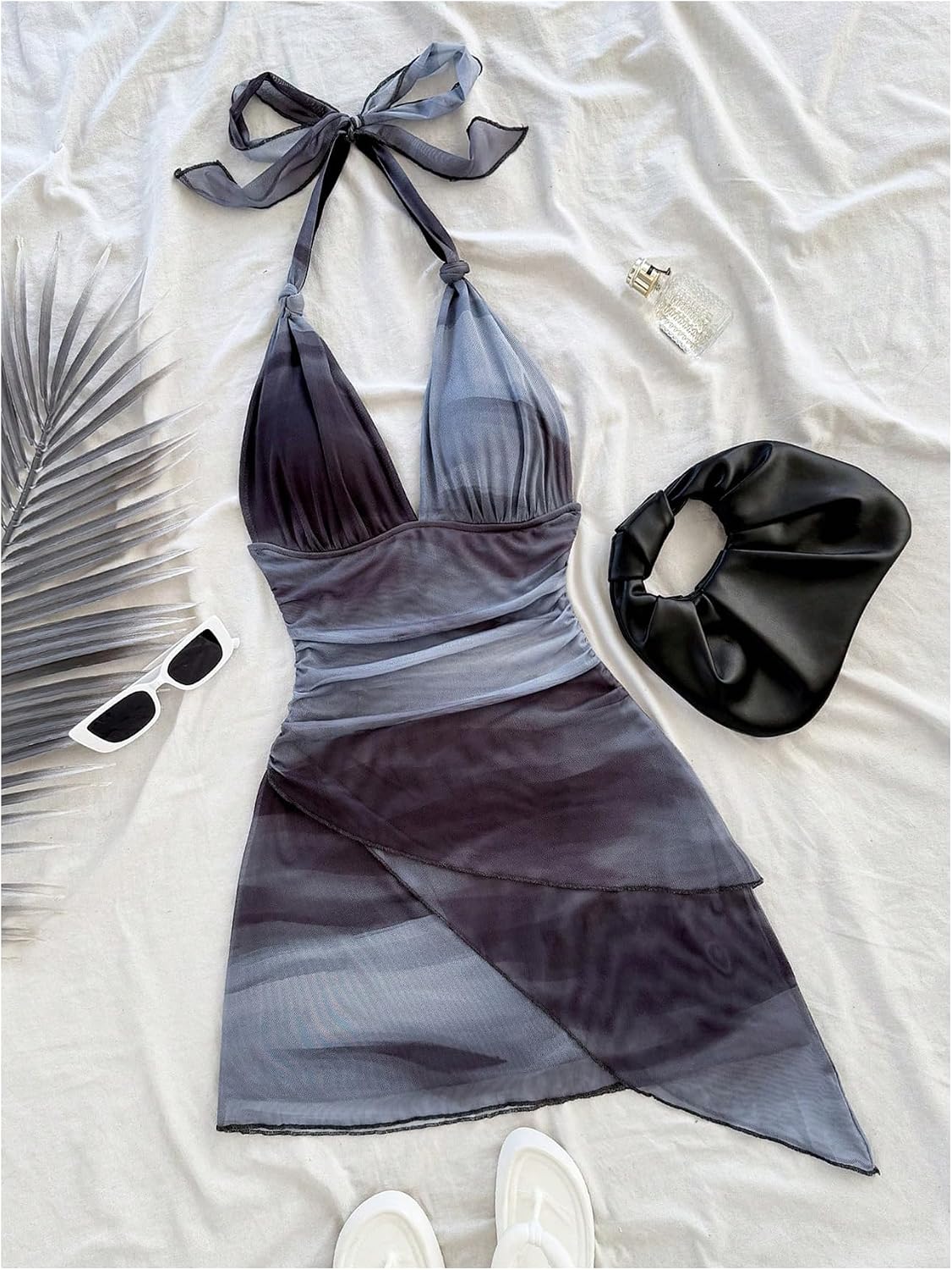 BEAUDRM Women's Summer Mini Dress Backless Vacation Beach Sundresses Boho Going Out Dress Date Night Brunch Outfit
