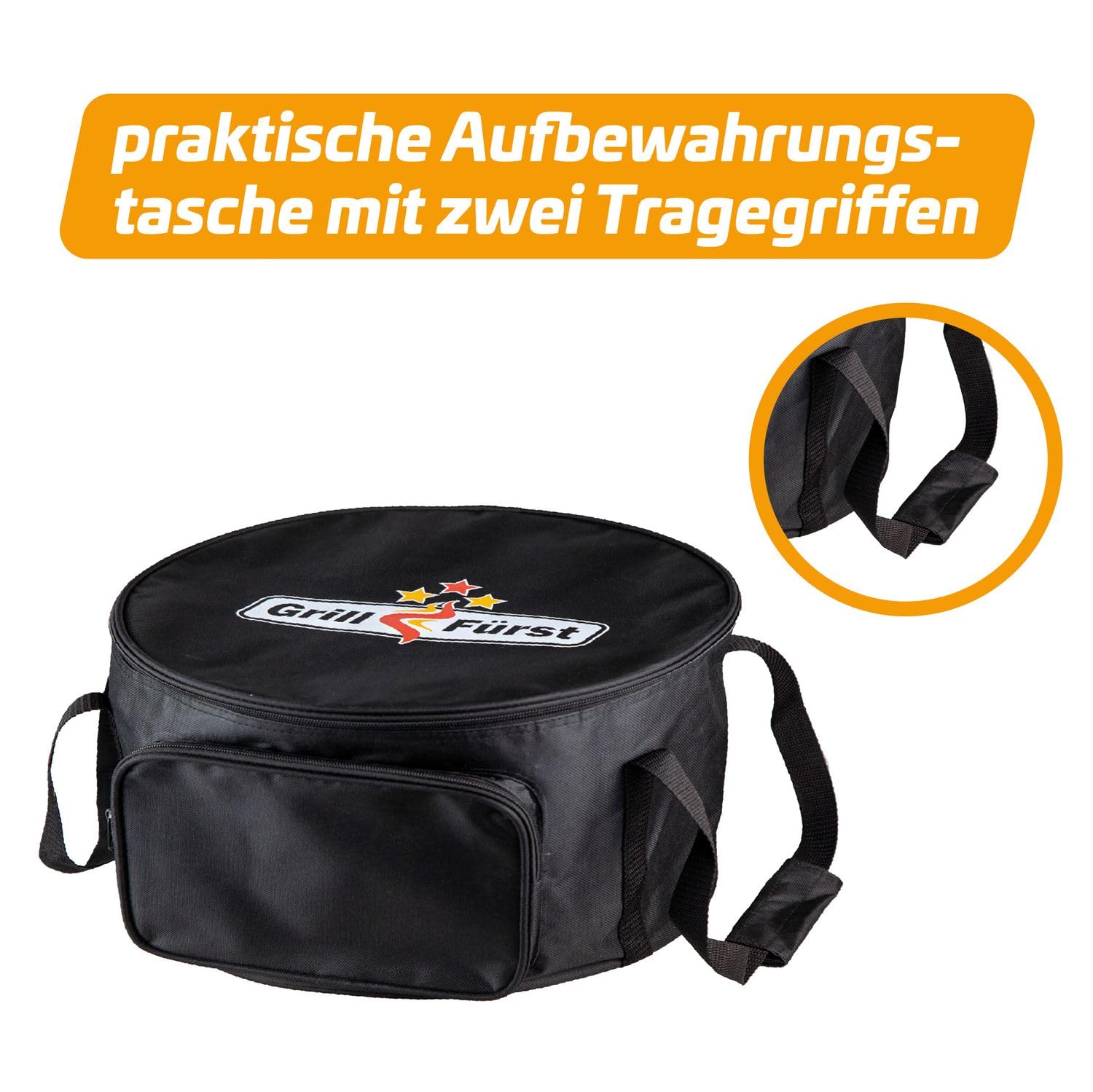 Grillfürst Dutch Oven Aufbewahrungstasche für DO 20, Ø 48 cm - Tragetasche für Feuerofen, Transporttasche für Gusseisen Topf, schwarz
