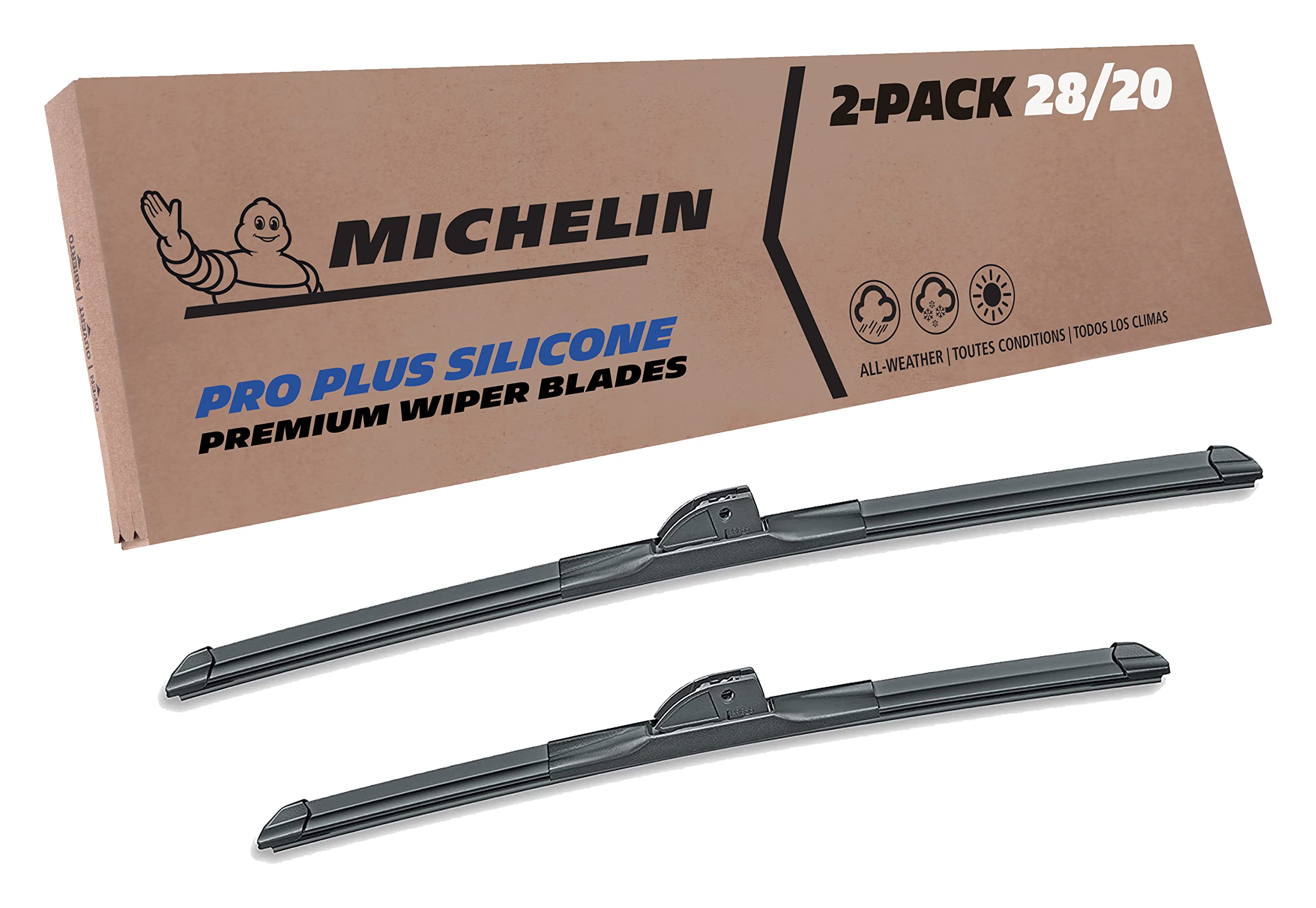 Michelin 40-2820SPBA Pro Plus Silicone Twin Pack 28 & 20 inch Wiper Blade Fits Select Toyota, Ford, Model Years (2 Pack)
