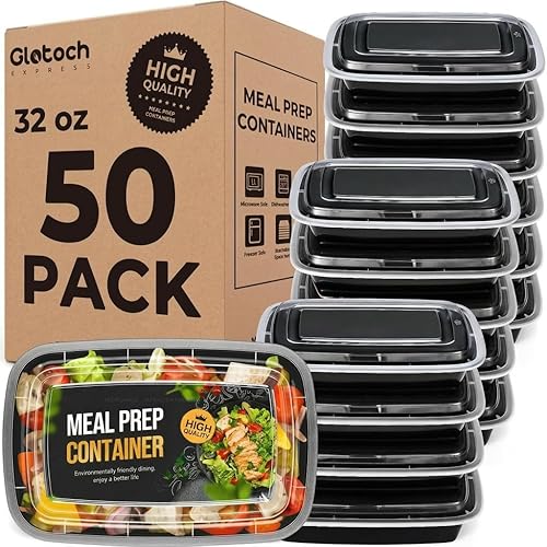 Glotoch Meal Prep Containers 32oz 50 Pack(100 Piece) with Lids,